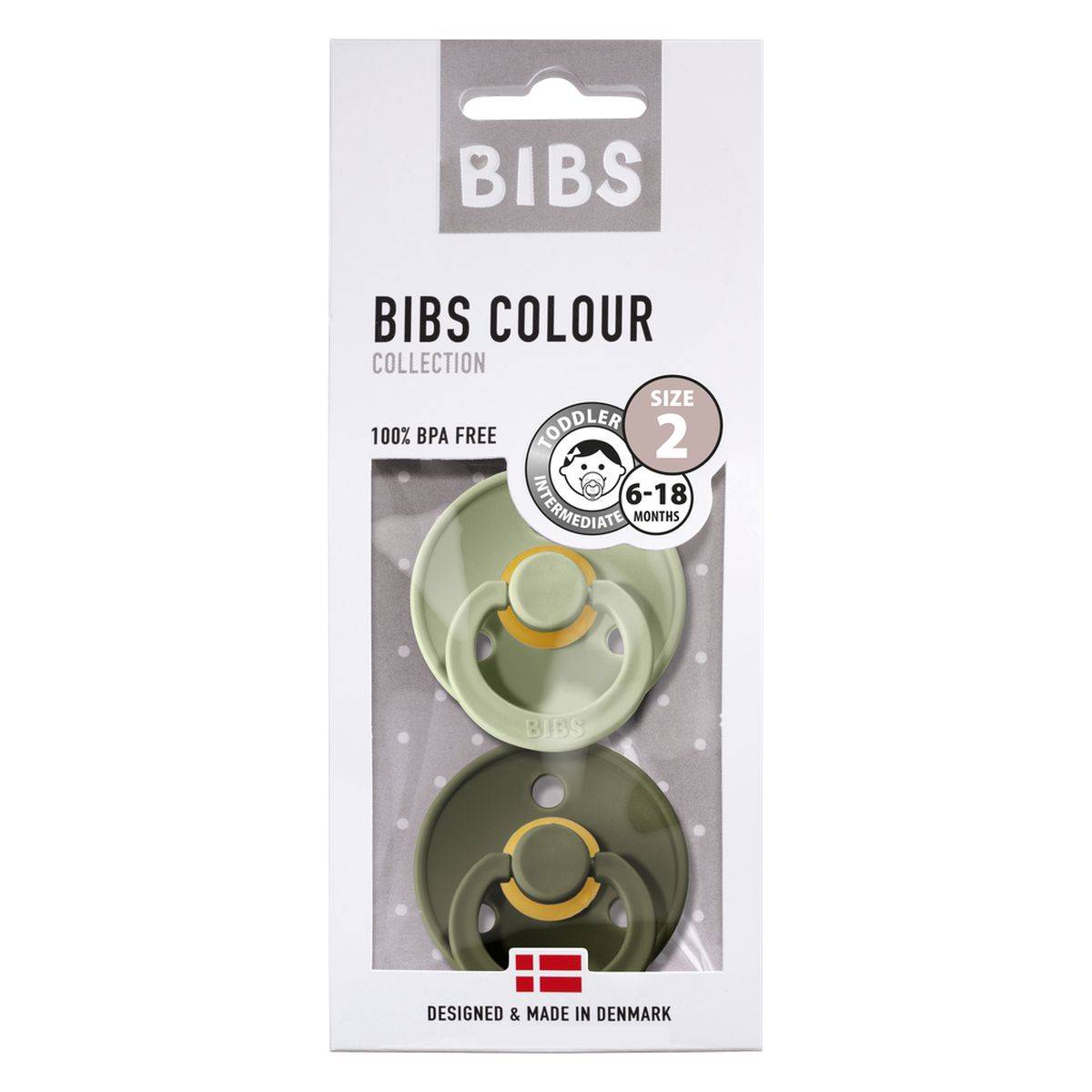 Bibs tolažilna duda - lateks Colour z okroglim cucljem 0-6 m 2/1 hunter green/sage