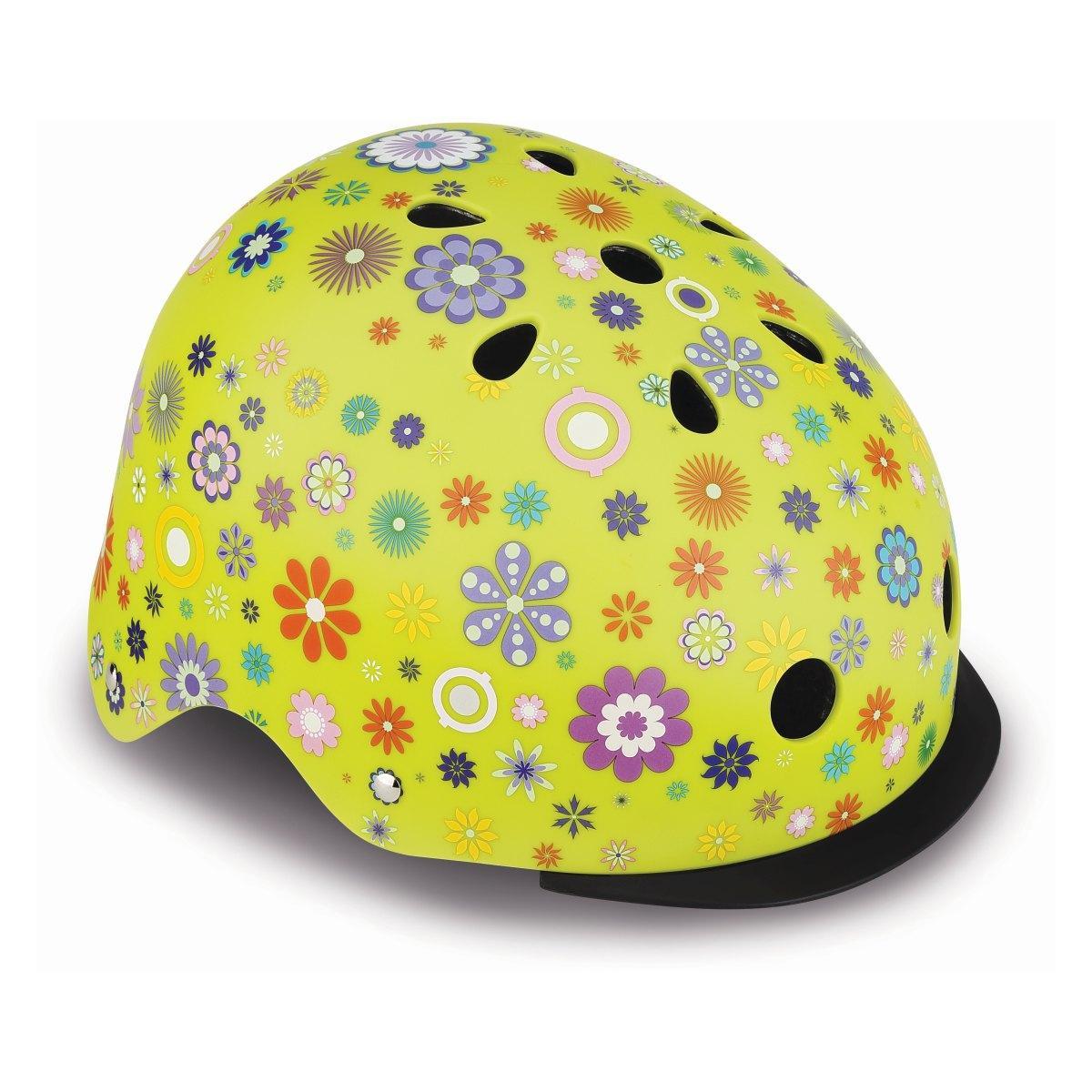 Globber čelada elite z lučko xs/s ( 48-53cm ) zelena rožice