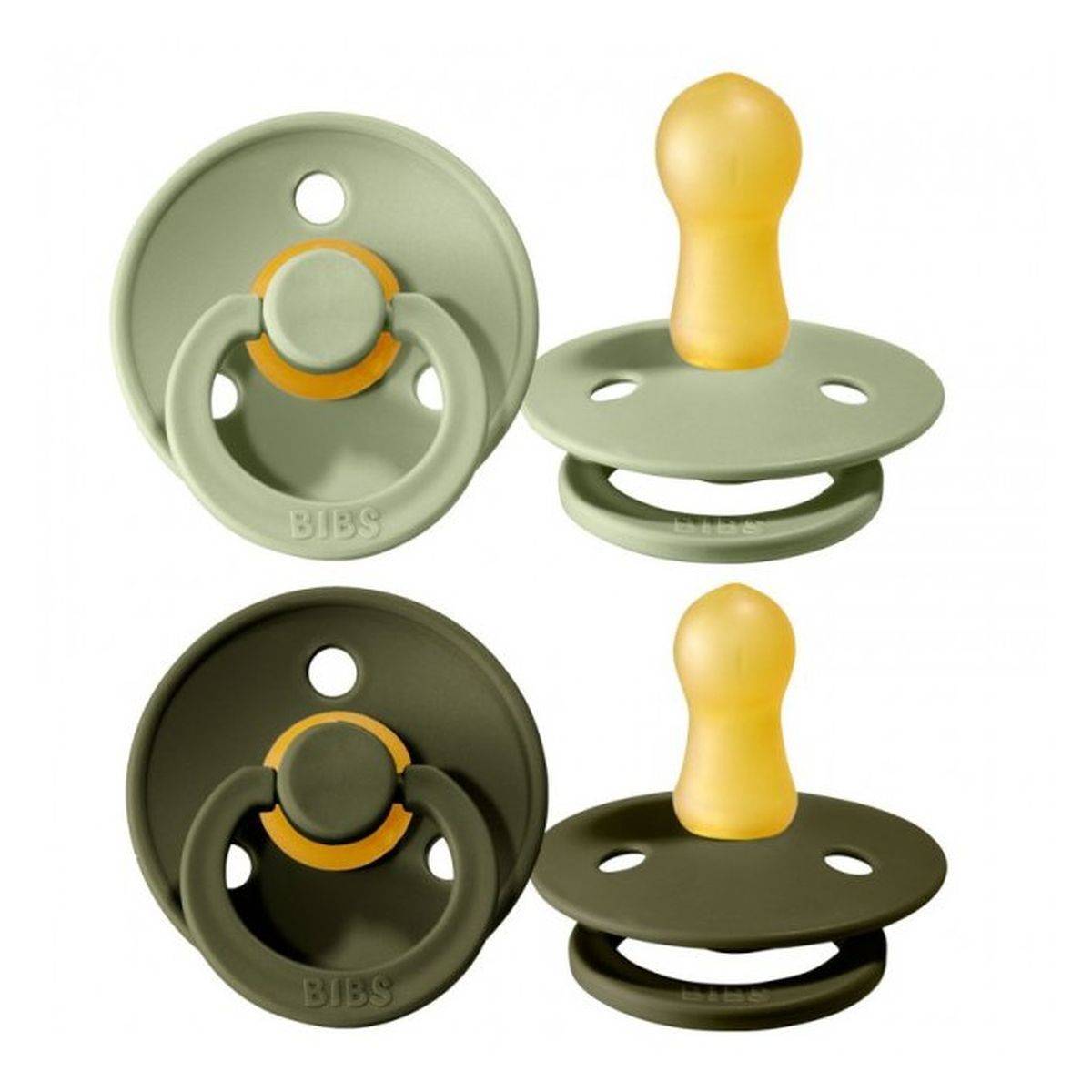 Bibs tolažilna duda - lateks Colour z okroglim cucljem 0-6 m 2/1 hunter green/sage