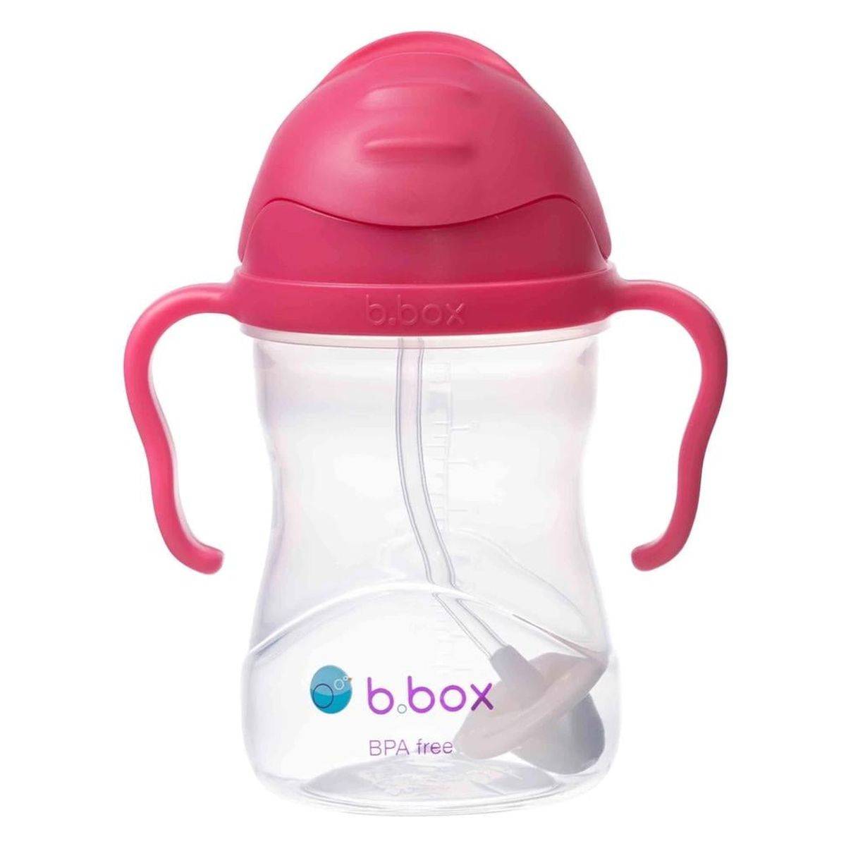 b.box steklenička Sippy s slamico 240 ml raspberry