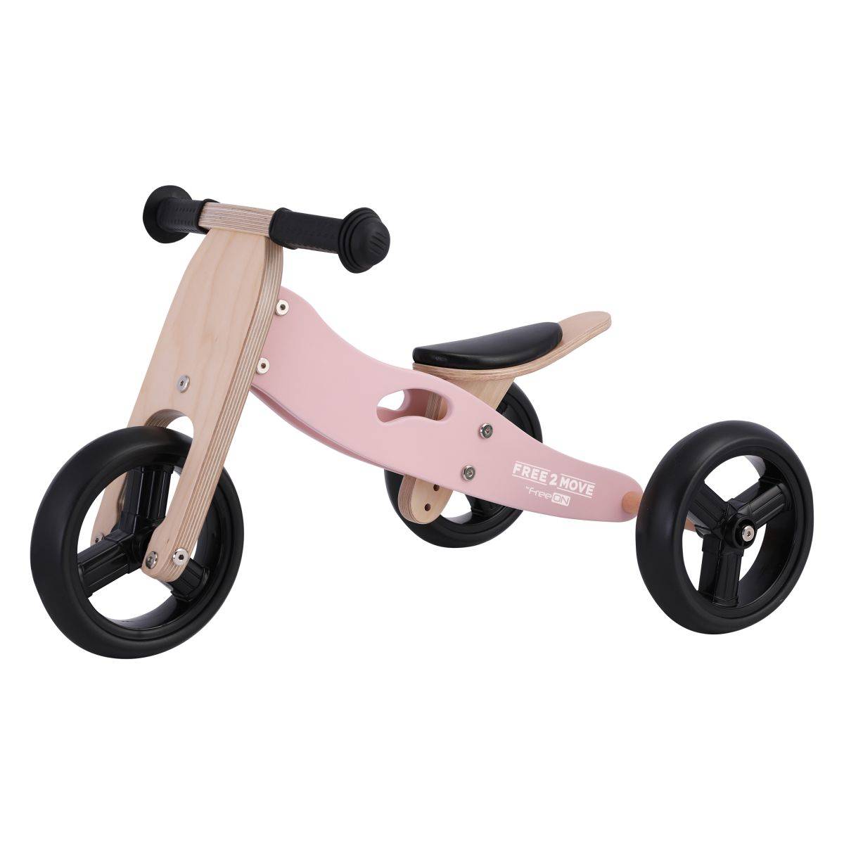 FREE 2 MOVE drveni tricikl bez pedala 2u1 Rider, rozi 48822
