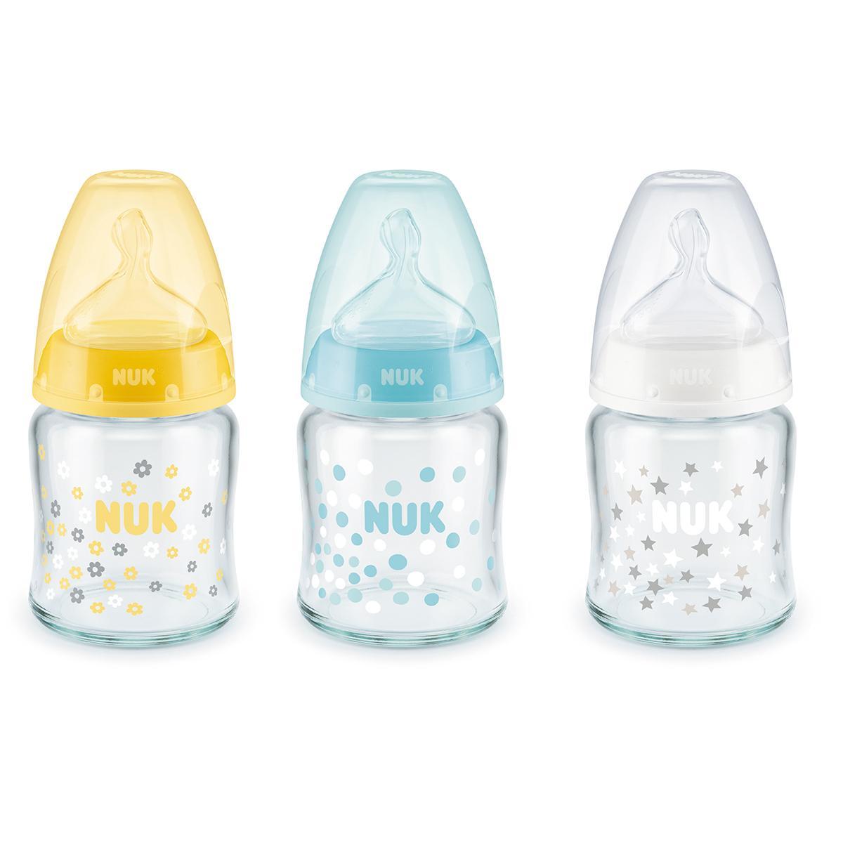 NUK staklena bočica 120 ml, silikon, 0-6m FC+
