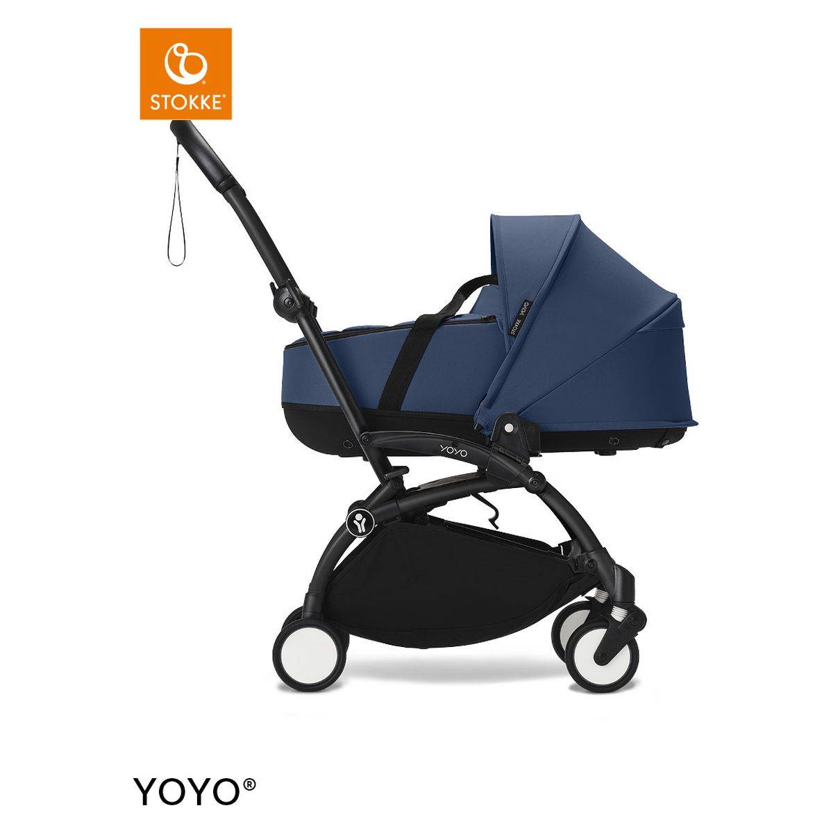 Stokke Ogrodje vozička black frame z new born shell Yoyo® navy blue