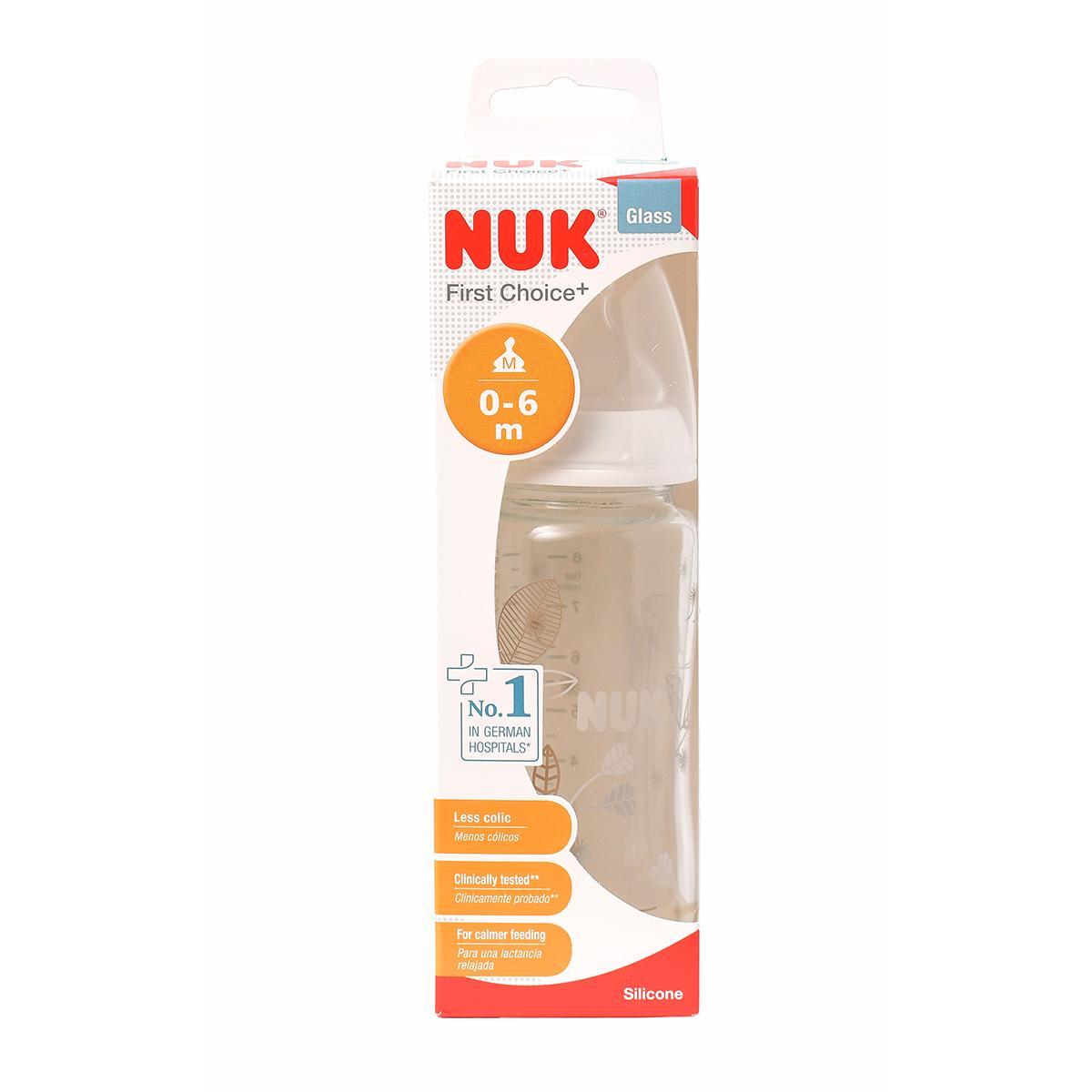 NUK staklena bočica FC+ 240 ml, silikon, 0-6m