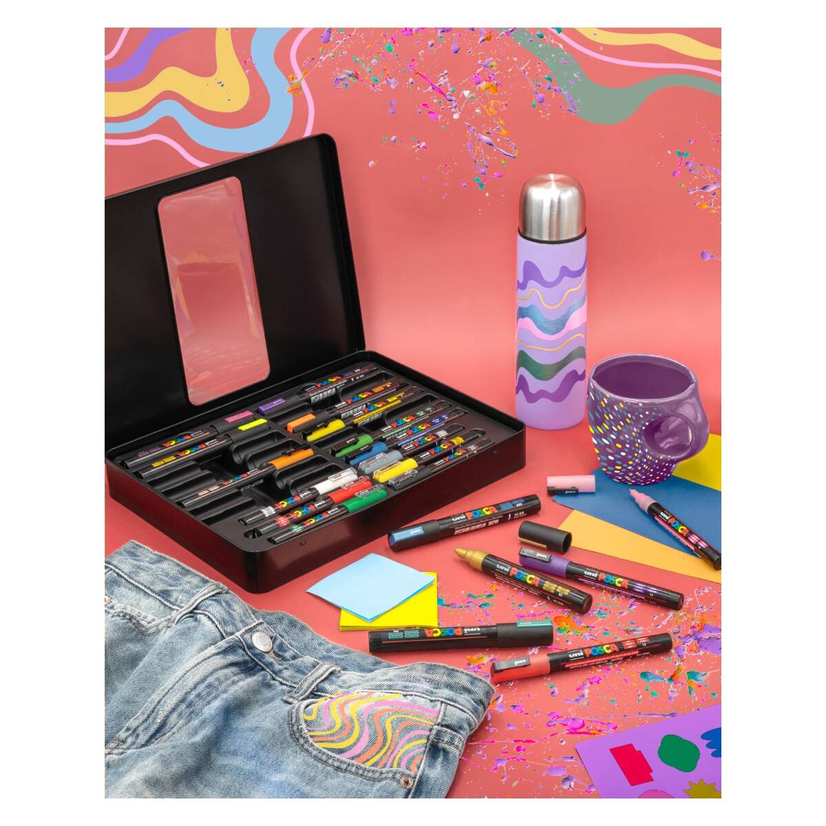 POSCA Uni gift set Posca u metalnoj kutiji 20kom (mix pc-1m/ pc-3m/pc-5m) groovy colours 74015