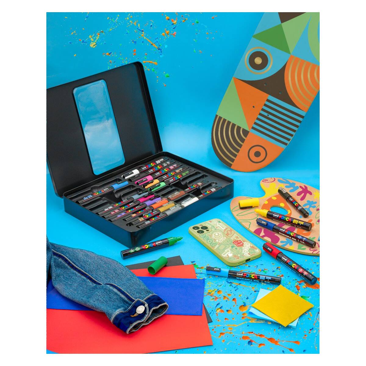 POSCA Uni gift set Posca u metalnoj kutiji 20kom (mix pc-1m/ pc-3m/pc-5m) pop colours 74014