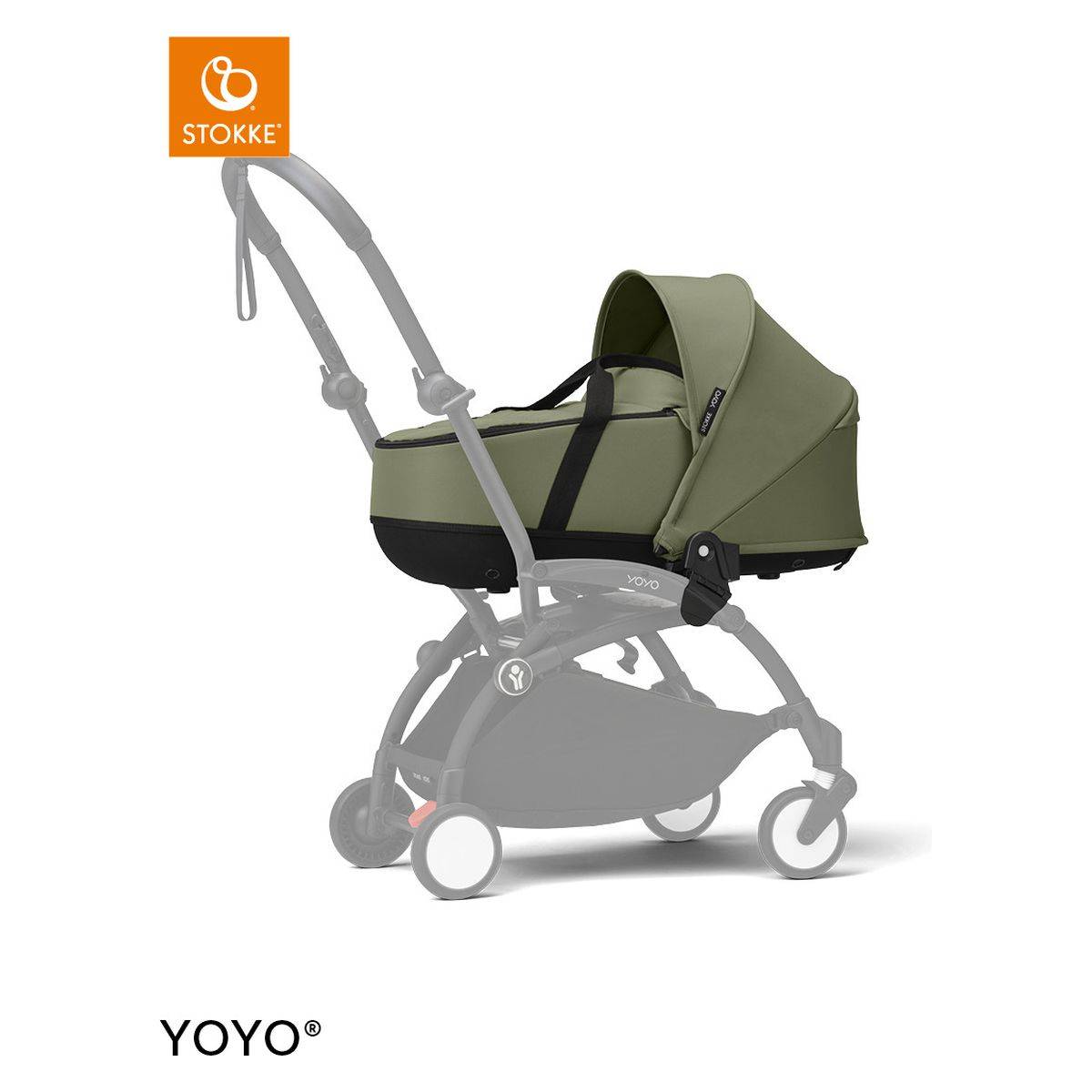 STOKKE Konstrukcija kolica black frame s newborn shell Yoyo® olive