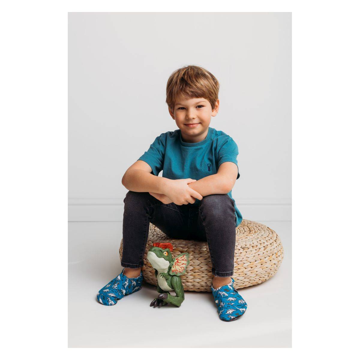 Snugi copat 12420 Dino crew z zaščito barefoot F modra 25