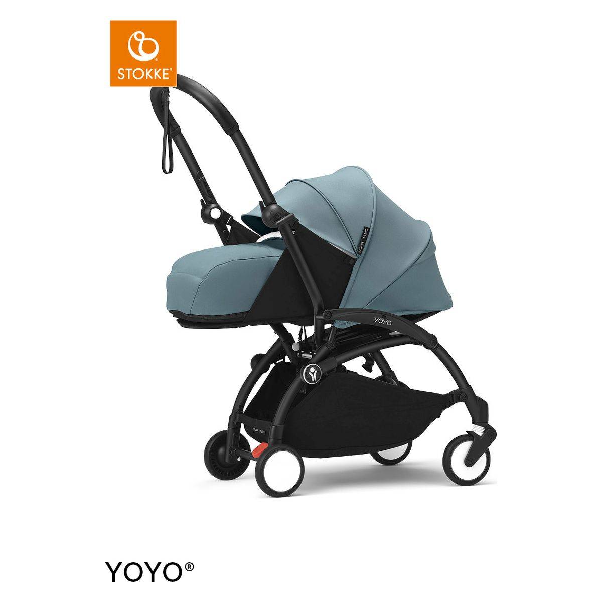 Stokke Ogrodje vozička black frame 0+ newborn pack Yoyo® aqua