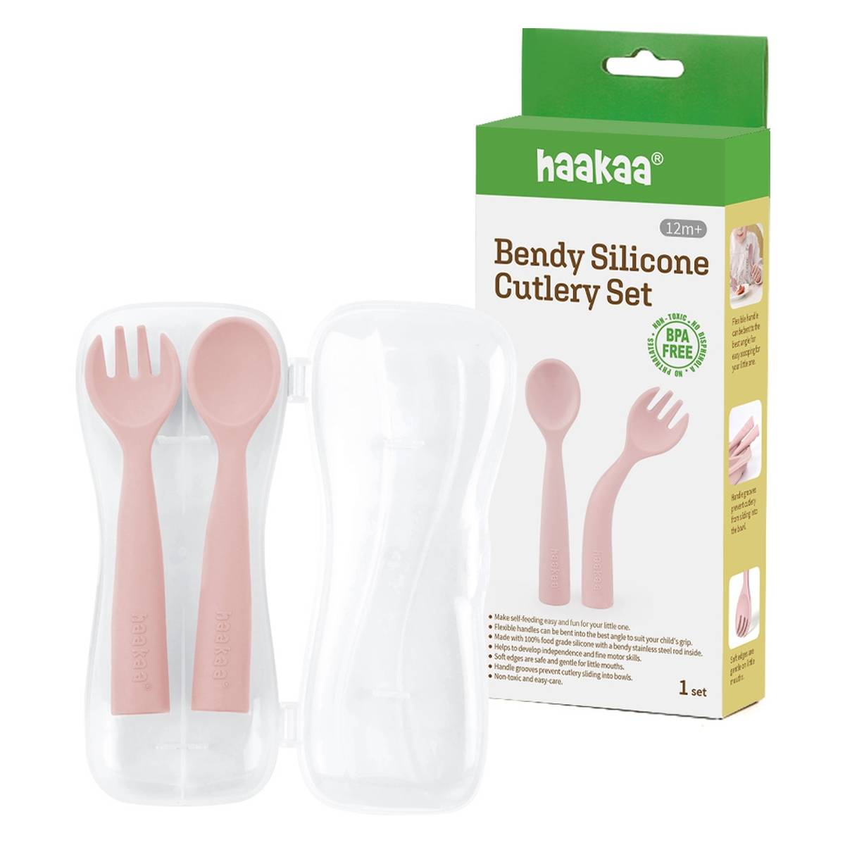 HAAKAA pribor za jelo savitljivi silikonski pribor za jelo BLUSH