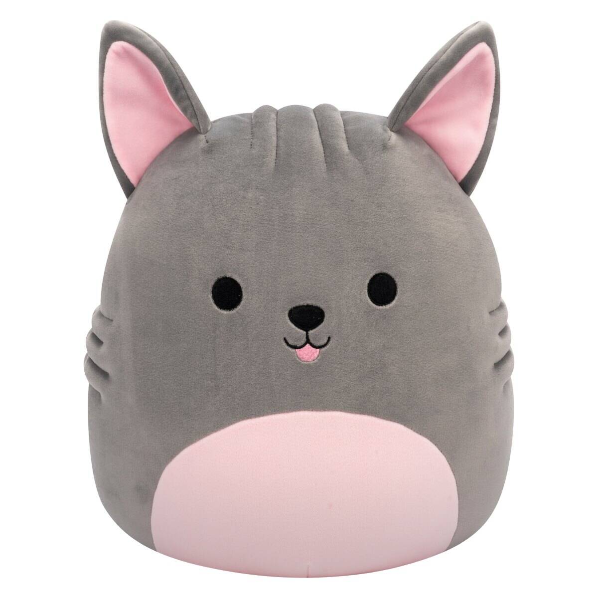 Squishmallows Aphrodite, sivi goli pes z roza trebuščkom, 30 cm