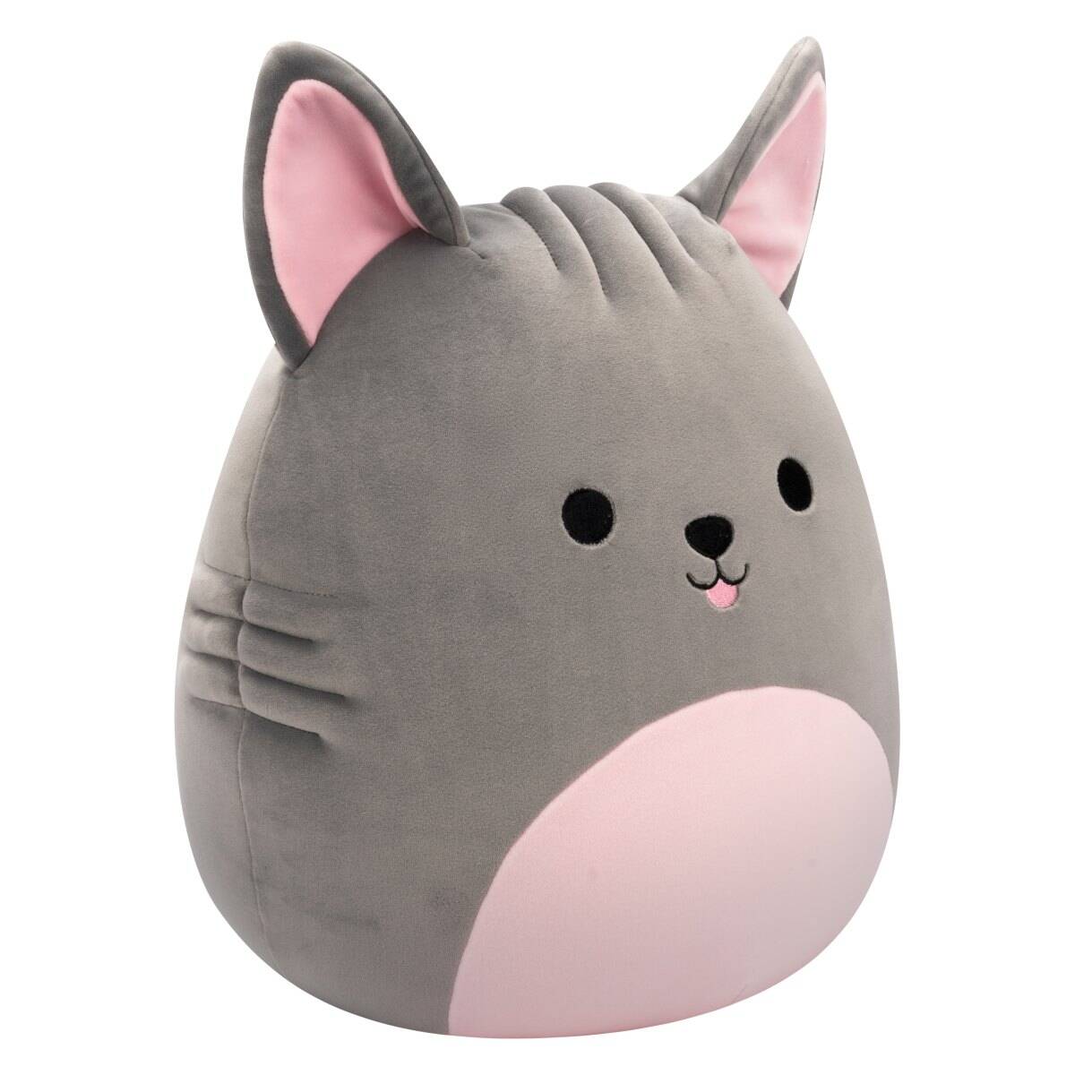 Squishmallows Aphrodite, sivi goli pes z roza trebuščkom, 30 cm