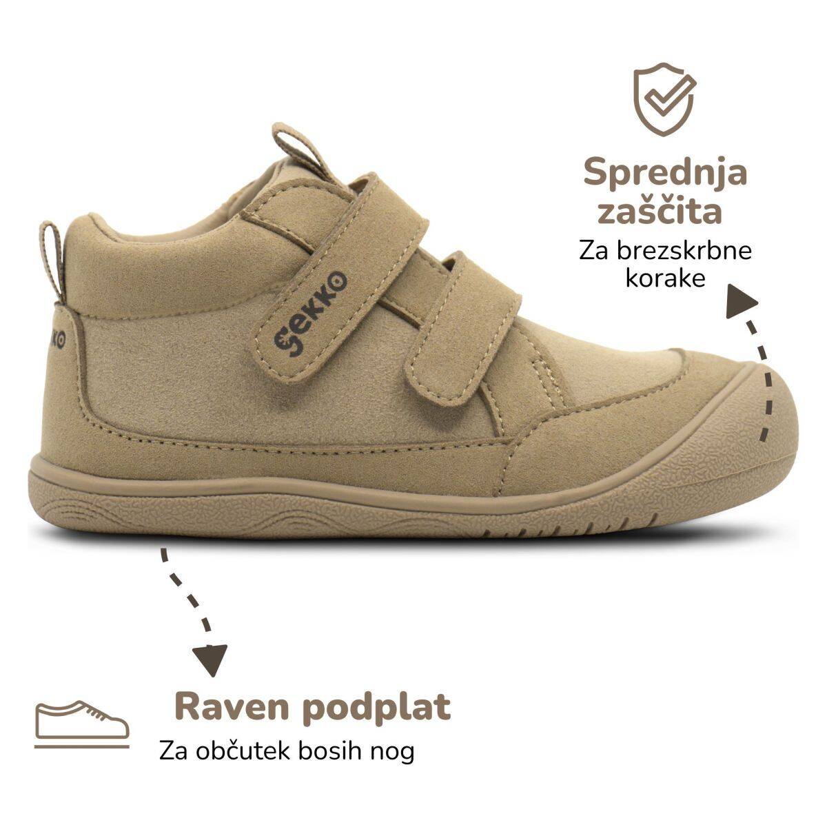 Gekko čevelj gležnjar Cosy 9092 - U Barefoot U taupe 27