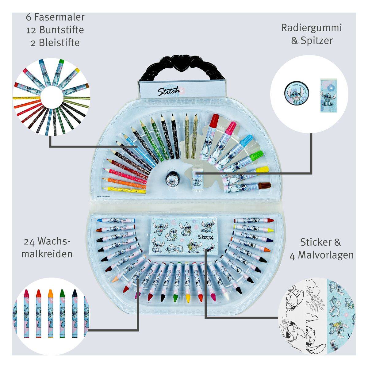 Undercover risalni set v kovčku 51 delni Stitch