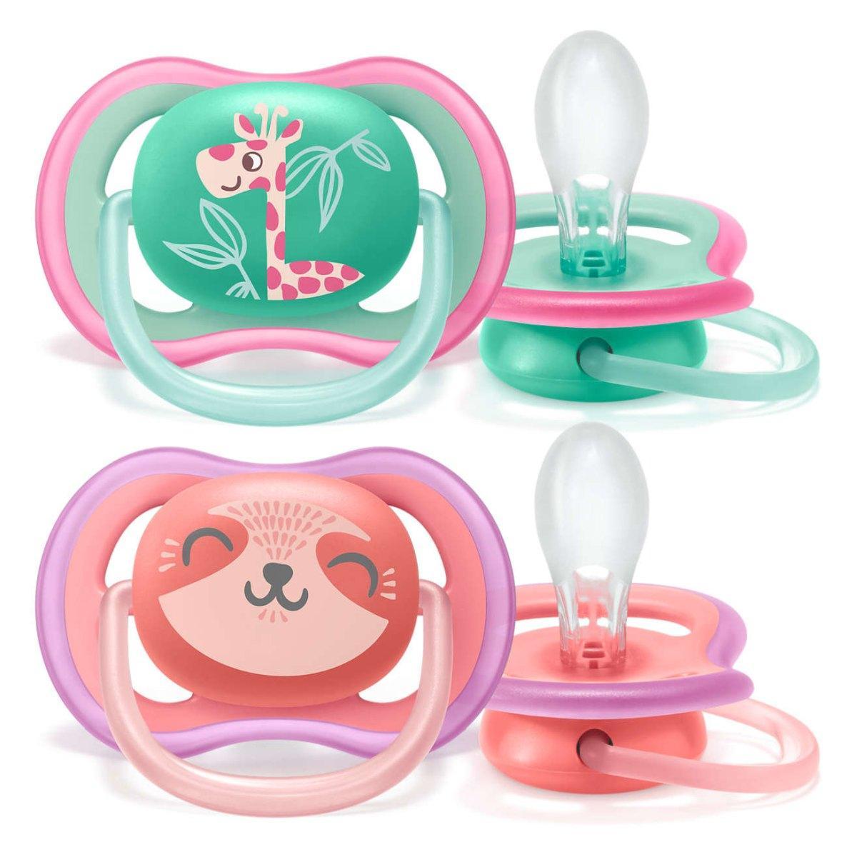 Avent SCF349/12 tolažilna duda - silikon ultra air, 18m+, ž, motiv, 2/1 Ultra air