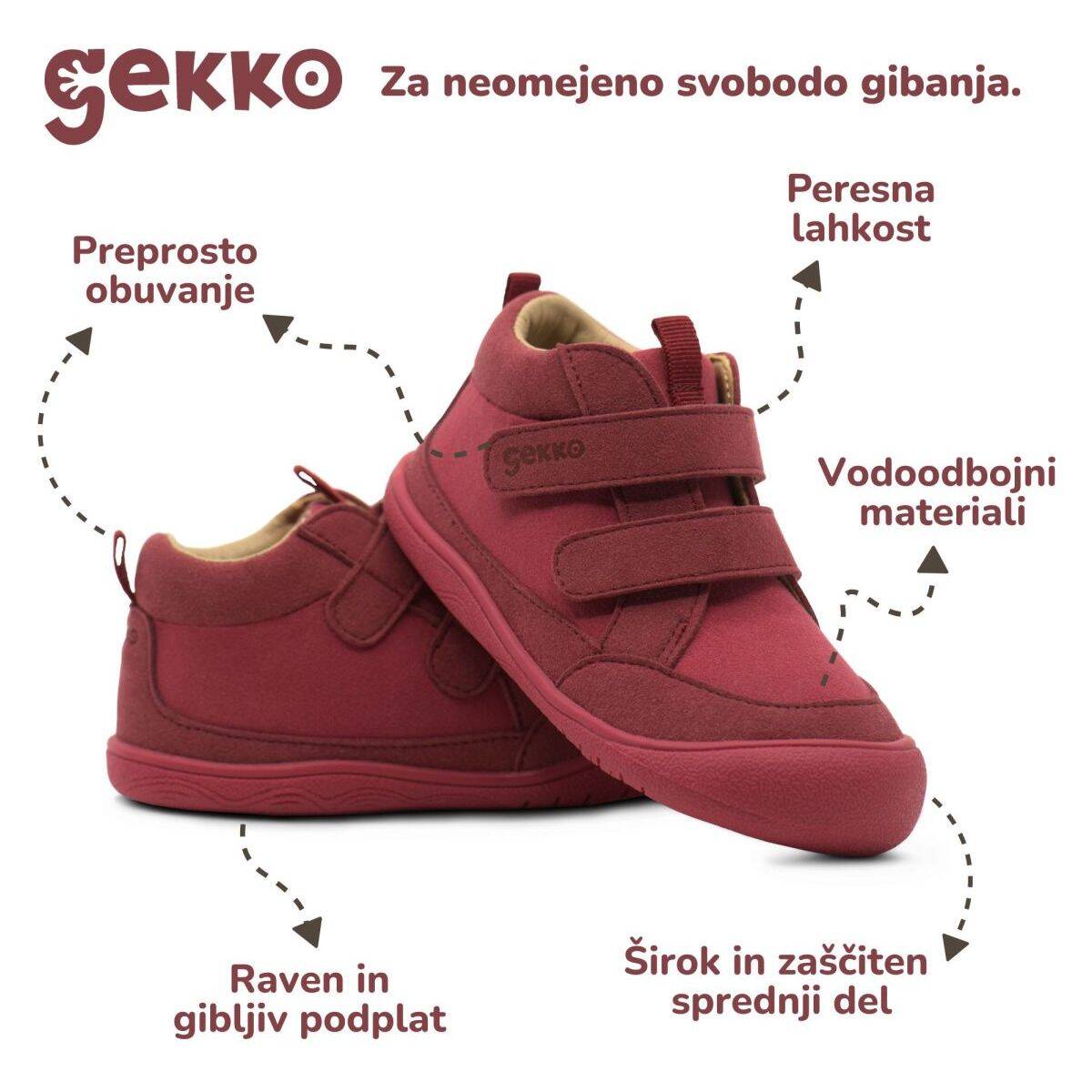 Gekko čevelj gležnjar Cosy 9092 - G Barefoot D fuchsia 20