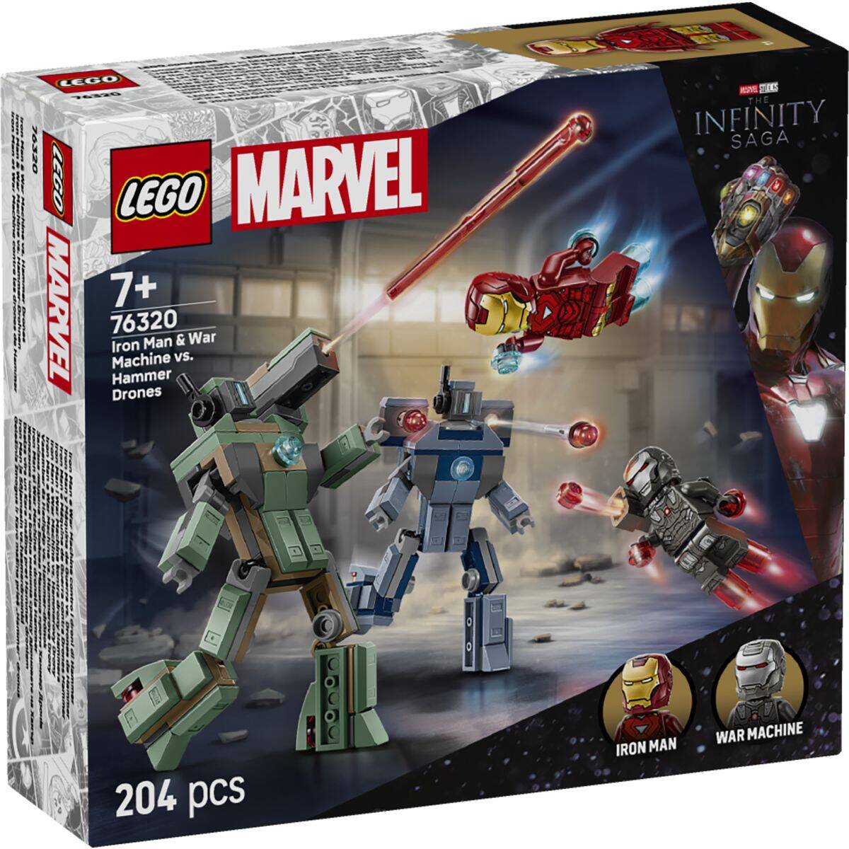 Lego® Super Heroes 76320 Iron Man in War Machine proti dronom Hammer