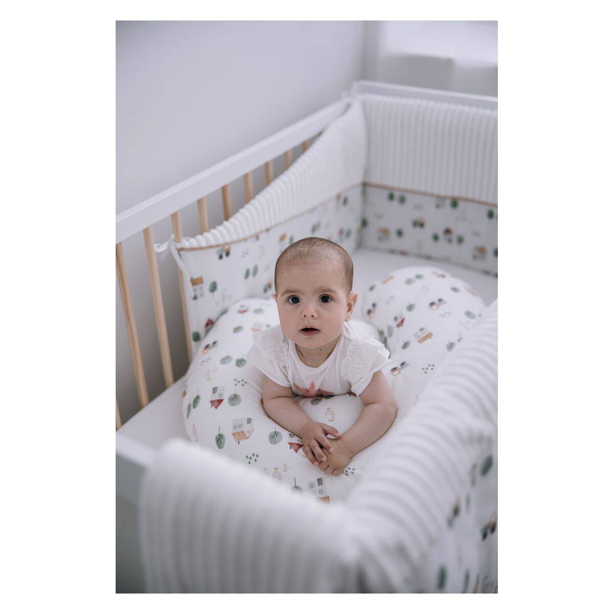 BUBABA BY FREEON jastuk za trudnicu i dojilju i potporu mali, 70 cm, Farma, bijeli multicolor