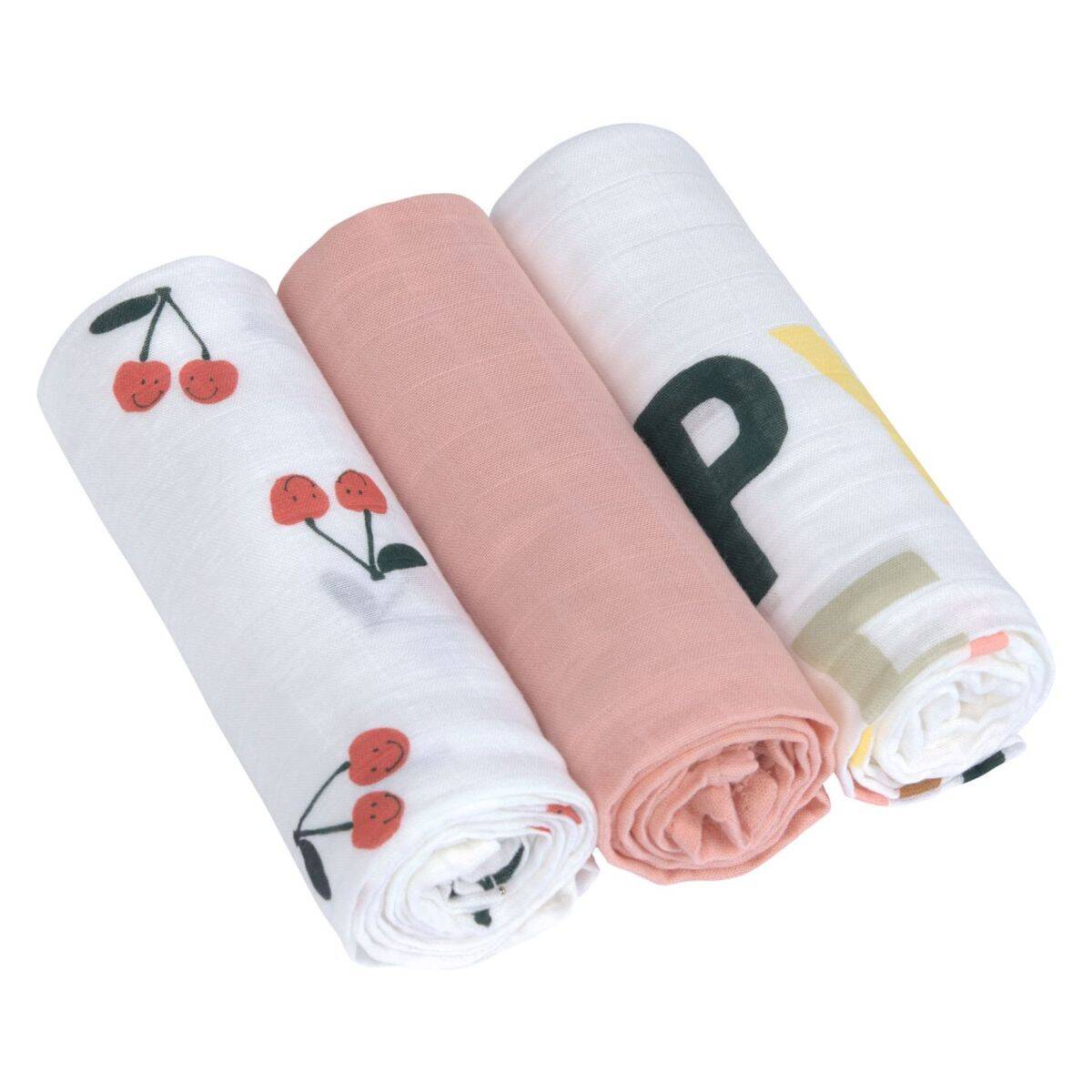 Lässig tetra plenica Happy Fruits Swaddle L 3/1, 80 x 80 cm cherry
