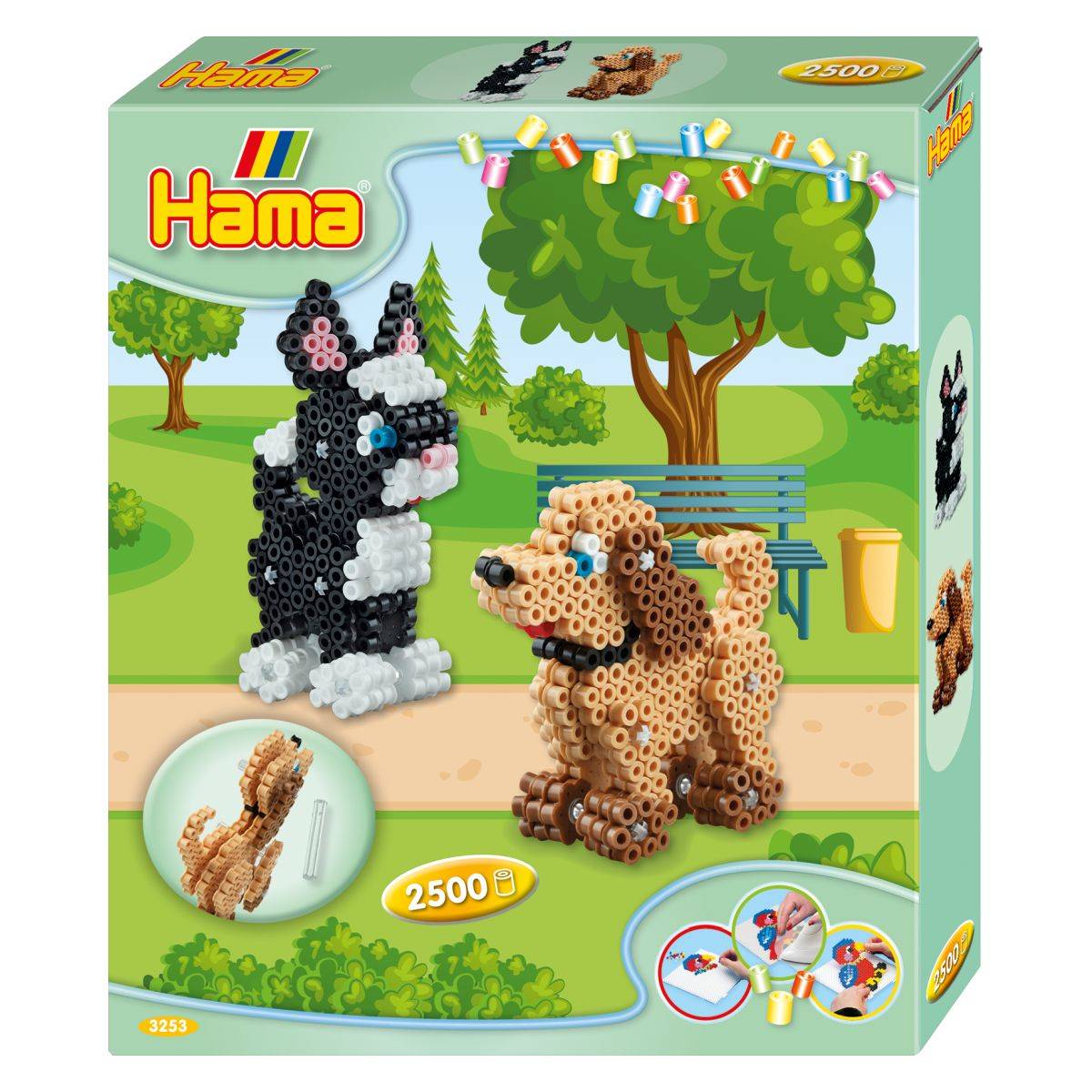Hama 3D set s 2500 perlami s ploščo Pes in mačka 3253