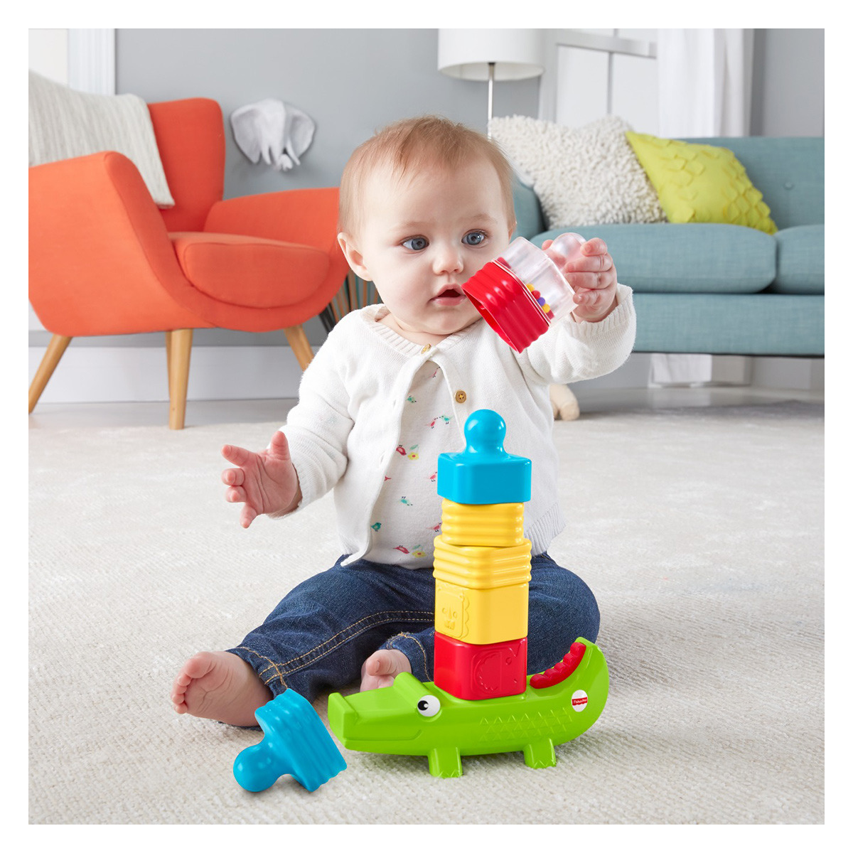 FISHER PRICE krokodil s kockicama za slaganje