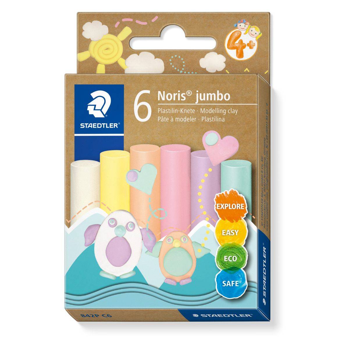 Staedtler plastelin noris jumbo pastel 6/1