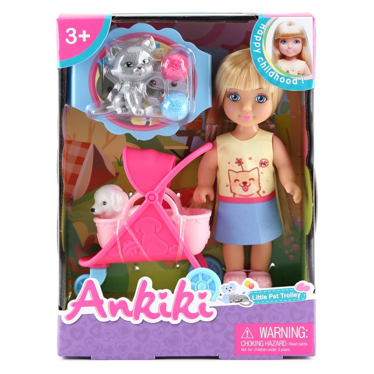 Masen Toys mala punčka s vozičkom in kužkom