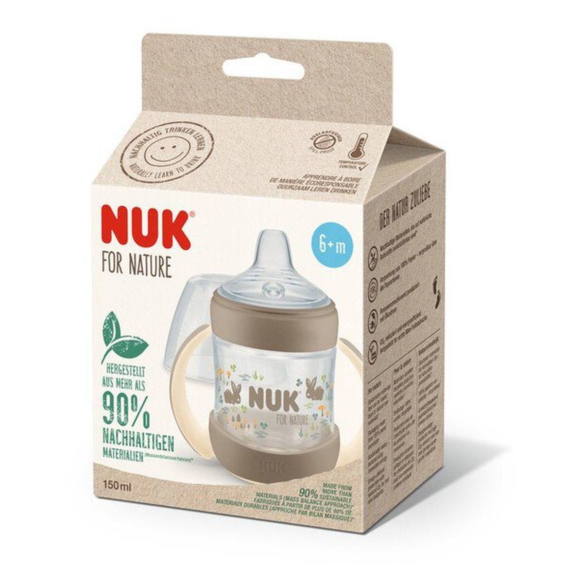 Nuk steklenička plastična for Nature z vgrajenim temp. indikatorjem in silikonskim nastavkom, 150 ml, 6m+ MULTICOLOR