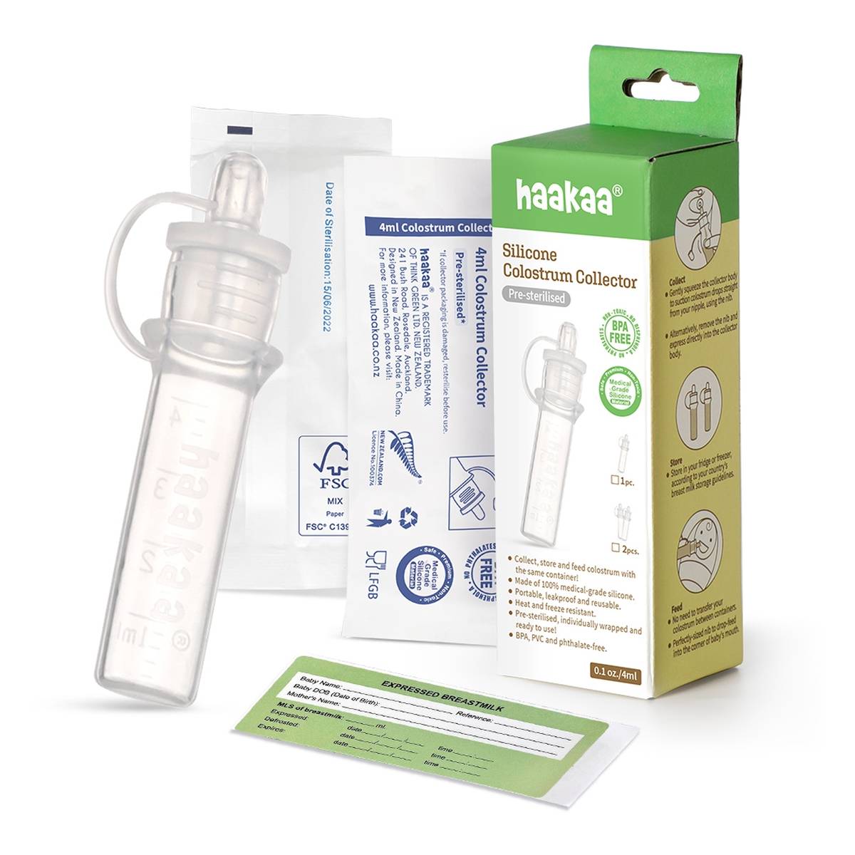 HAAKAA silikonski sakupljač kolostruma Pre - Sterilised 4 ml