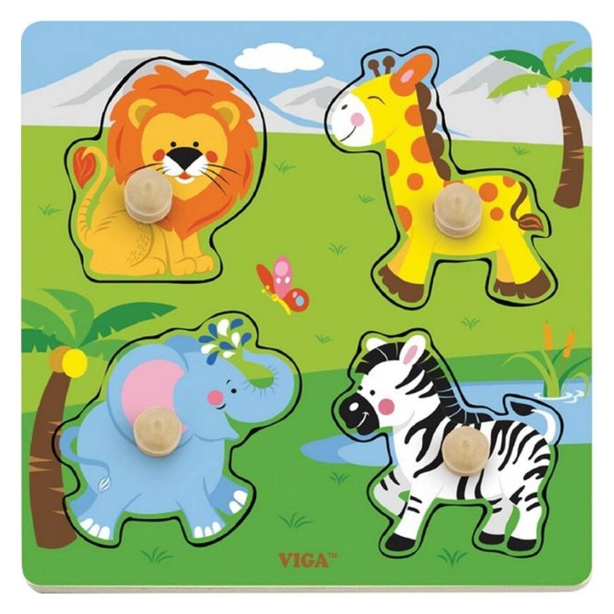 Viga vstavljanka s čepki divje živali