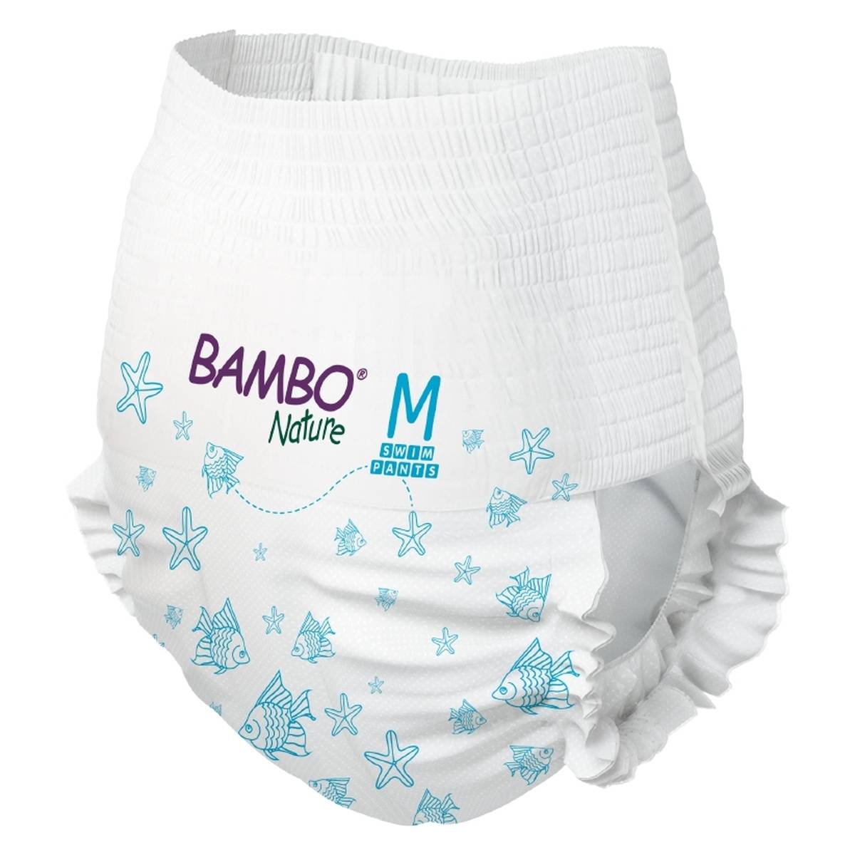 Bambo Nature plavalne plenice za enkratno uporabo M 12+ kg white/blue