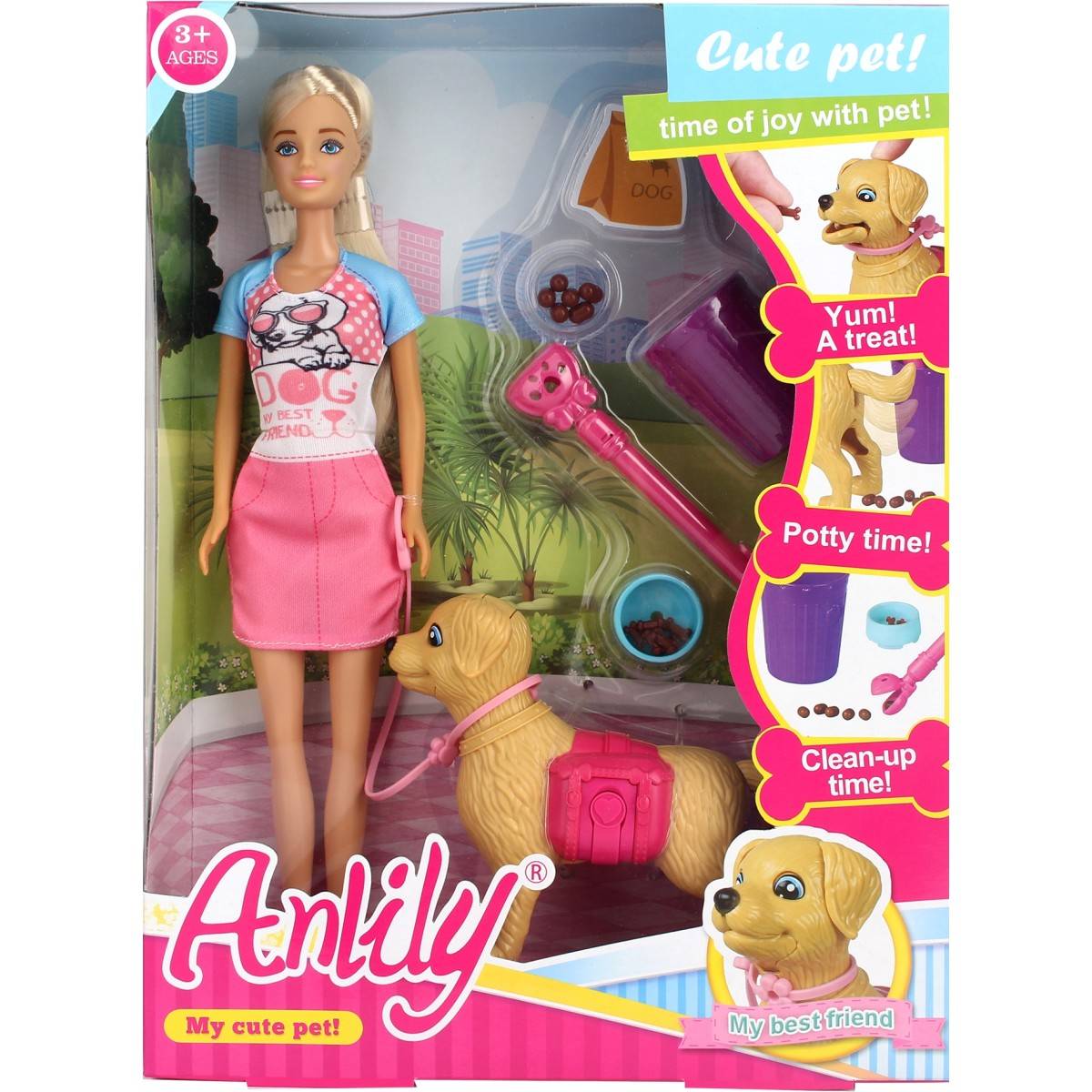 Masen Toys punčka z ljubkim psom