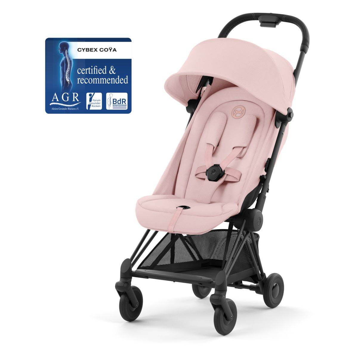 Cybex športni voziček matt black Coya Platinum peach pink, light pink