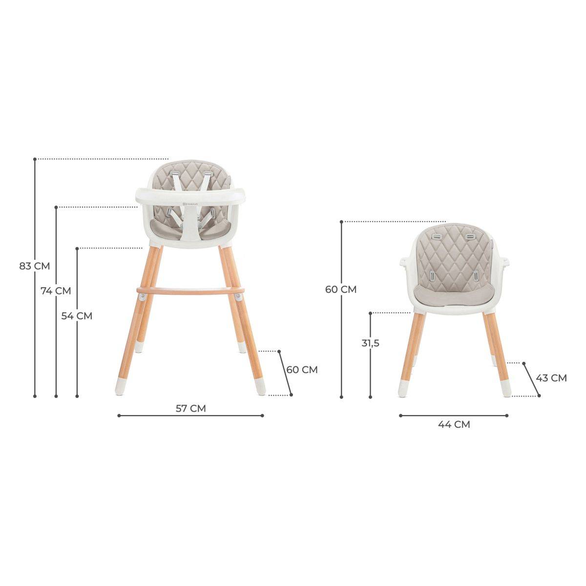 Kinderkraft stol za hranjenje 2v1 Sienna grey