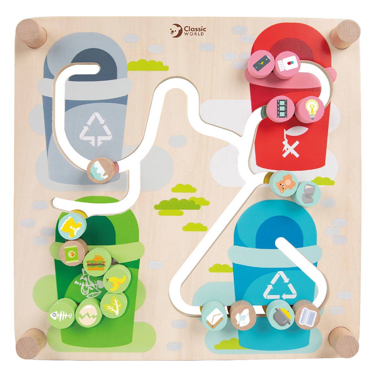 CLASSIC WORLD aktivna ploča labirint 2u1 sortiraj otpad 40051