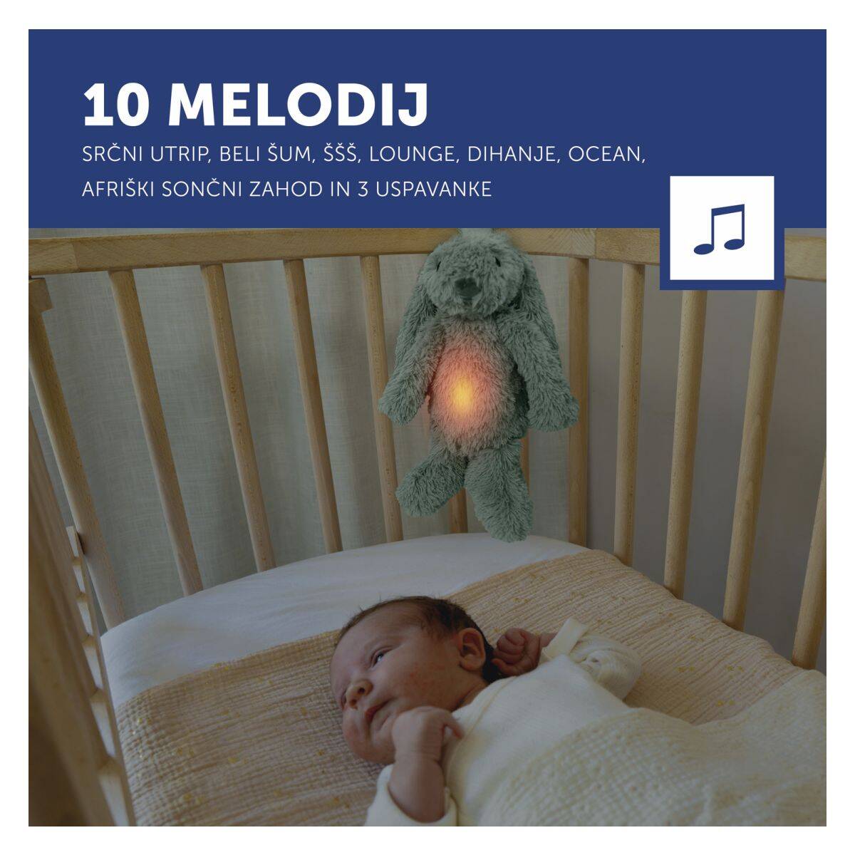 ZAZU mekana Deluxe glazbena igračka za smirenje Zeko Ro - Green - USB-C