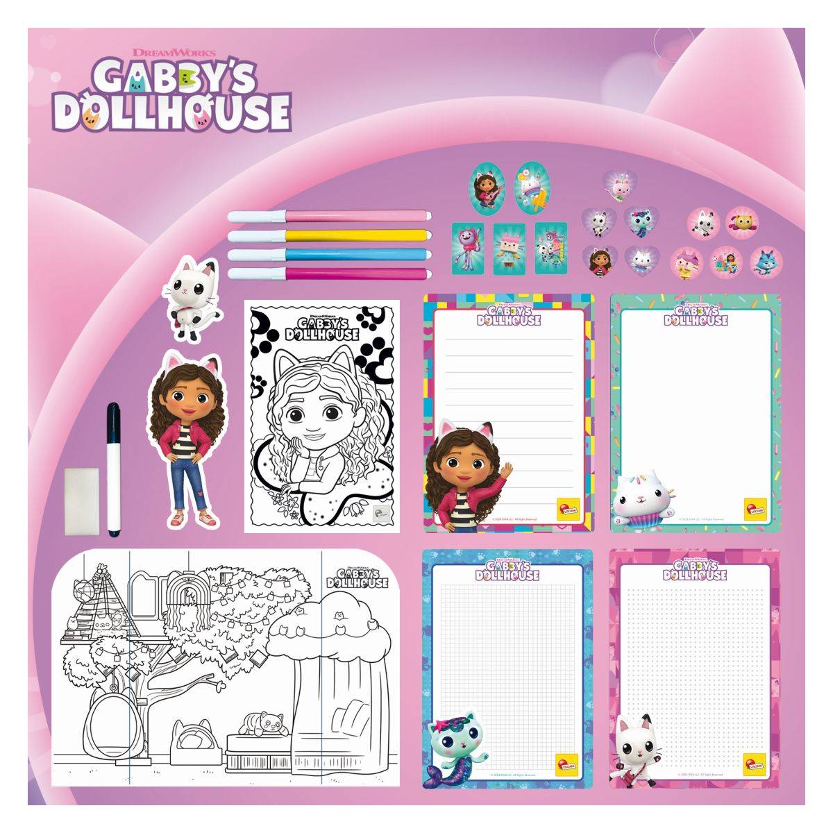 Lisciani Gabbys Dollhouse nahrbtnik s setom za risanje