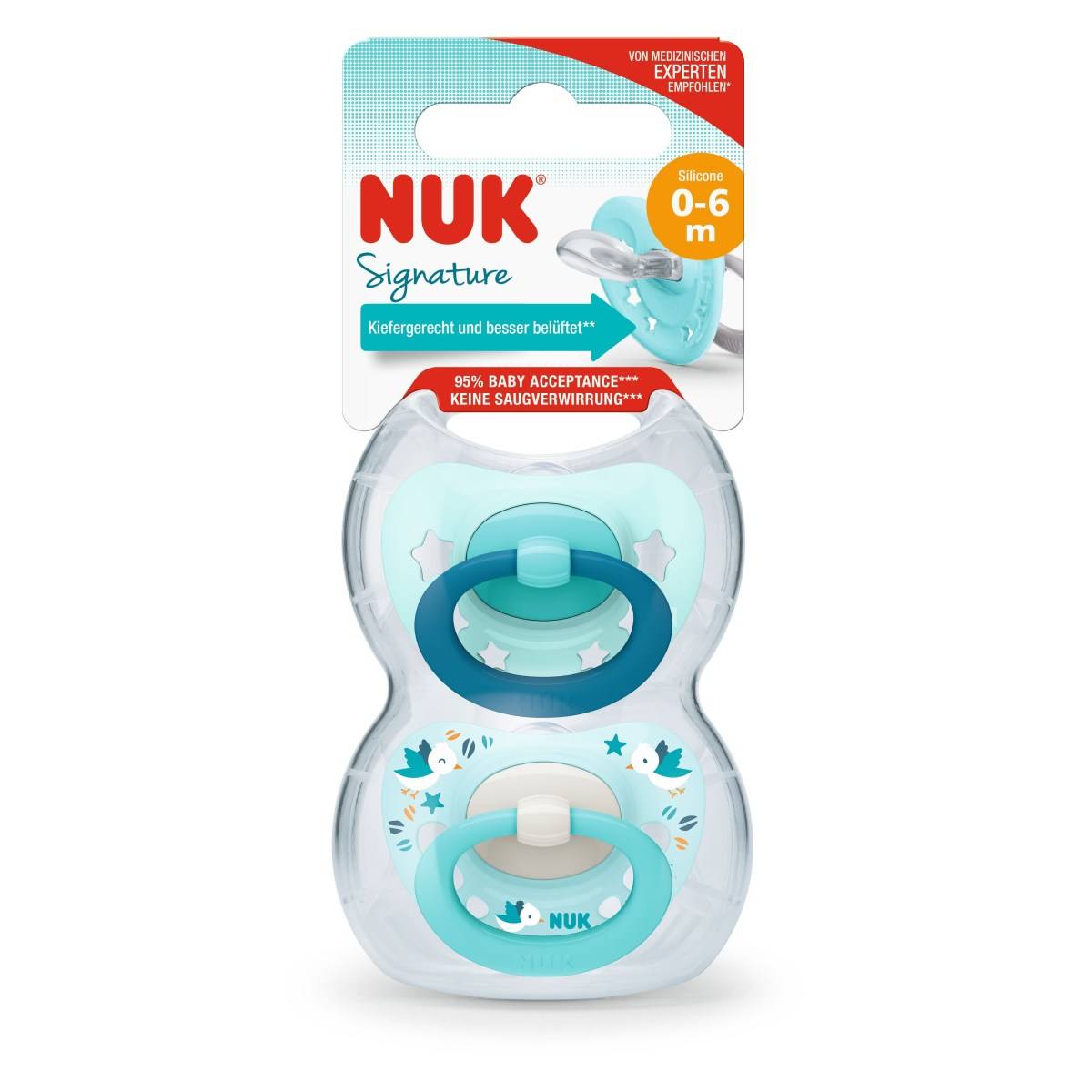 Nuk tolažilna duda - silikon Signature (0-6 m), 2 kosa Multicolor