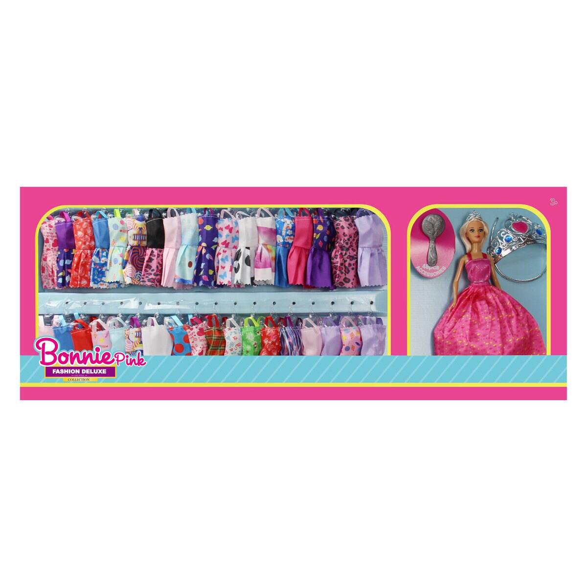 BONNIE PINK Lutka princeza s odjećom i tijarom, 29 cm