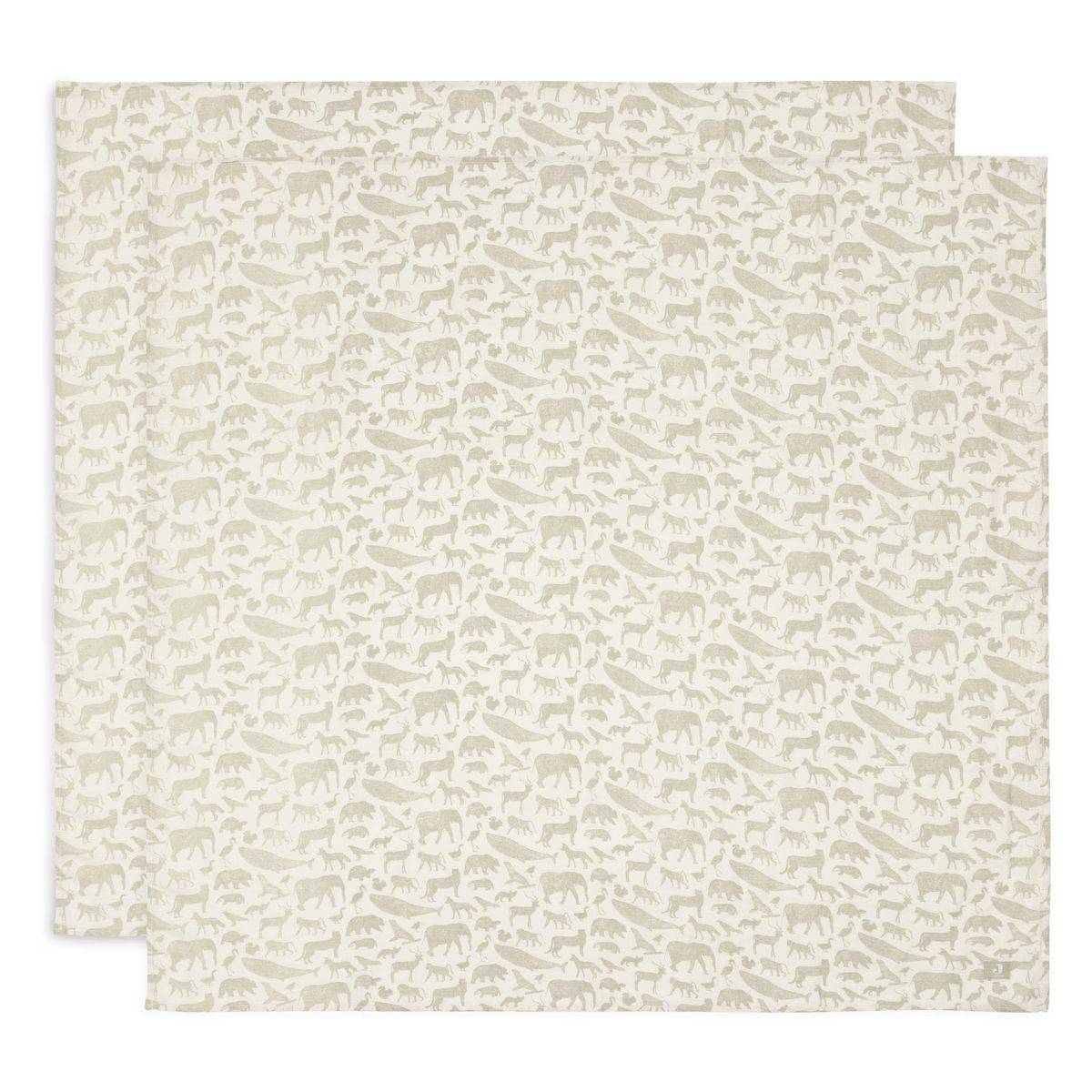 Jollein tetra plenica 2/1, 115x115cm animals olive green