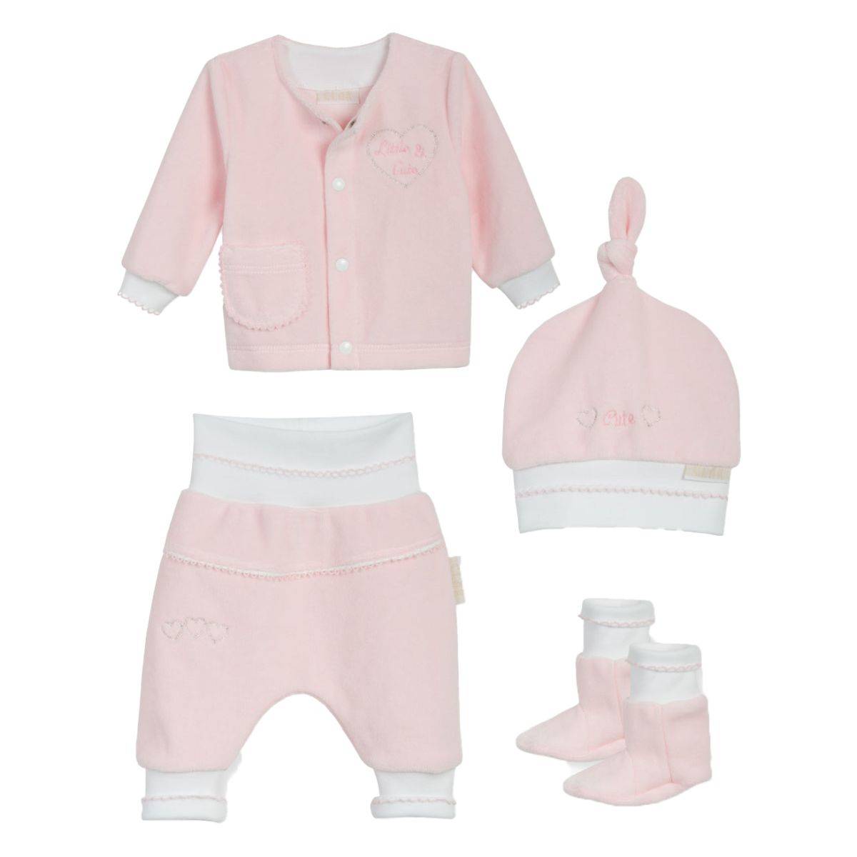 Clar komplet za iz porodnišnice pliš DR DH 7089 D roza 62