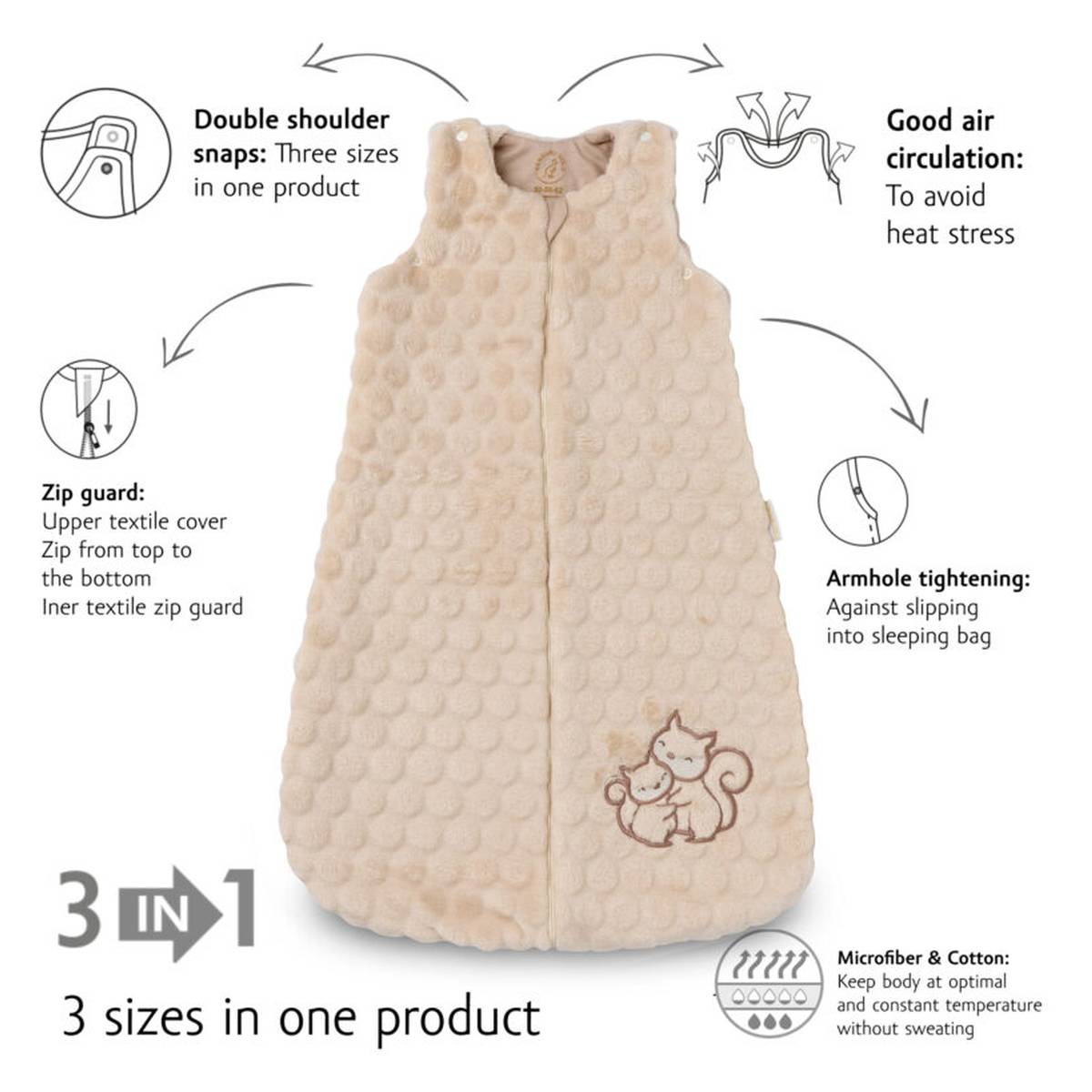 KENGURU GOLD vreća za spavanje TOG2, "Popcorn-squirrel", 4-8m KG4066