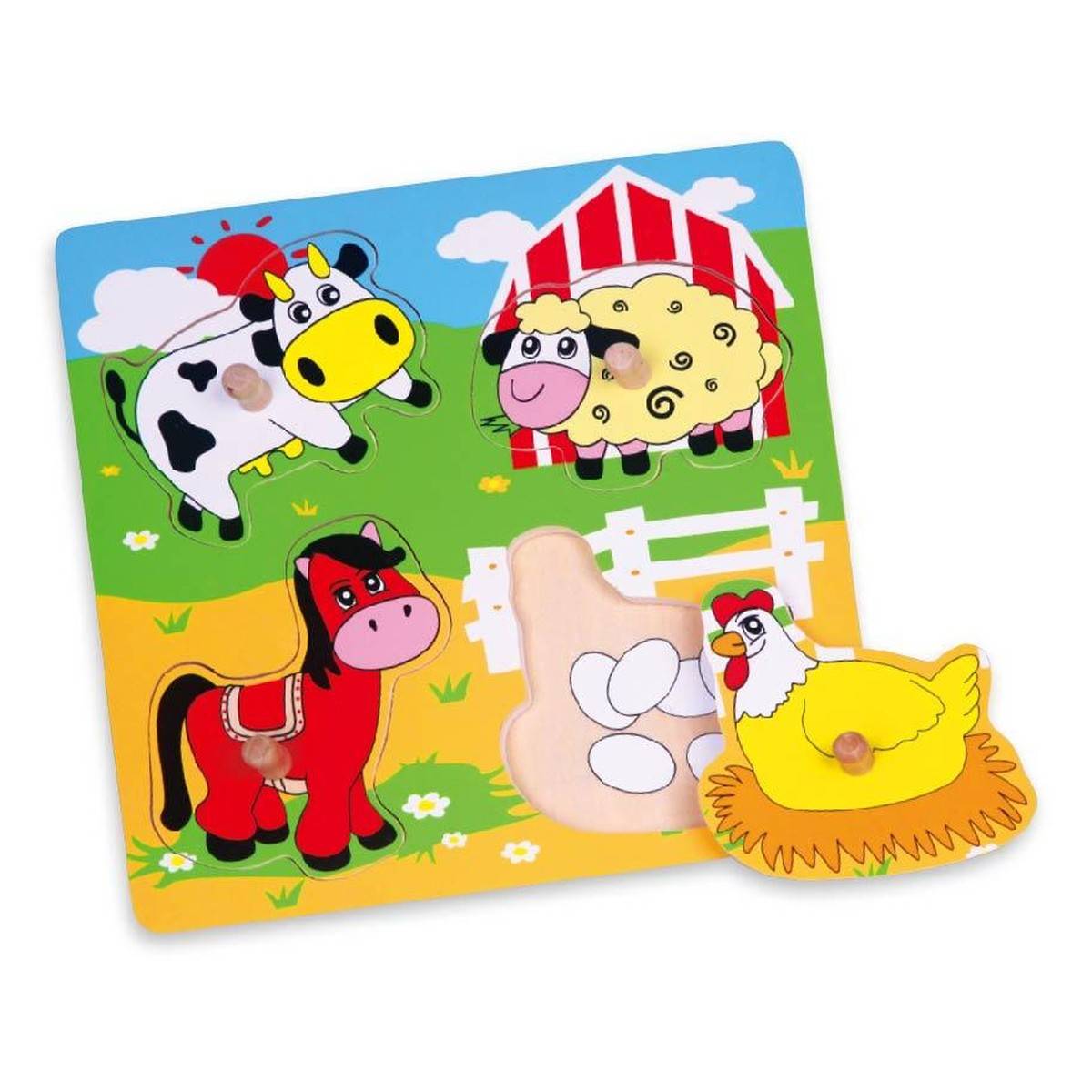 Viga vstavljanka s čepki živali s kmetije