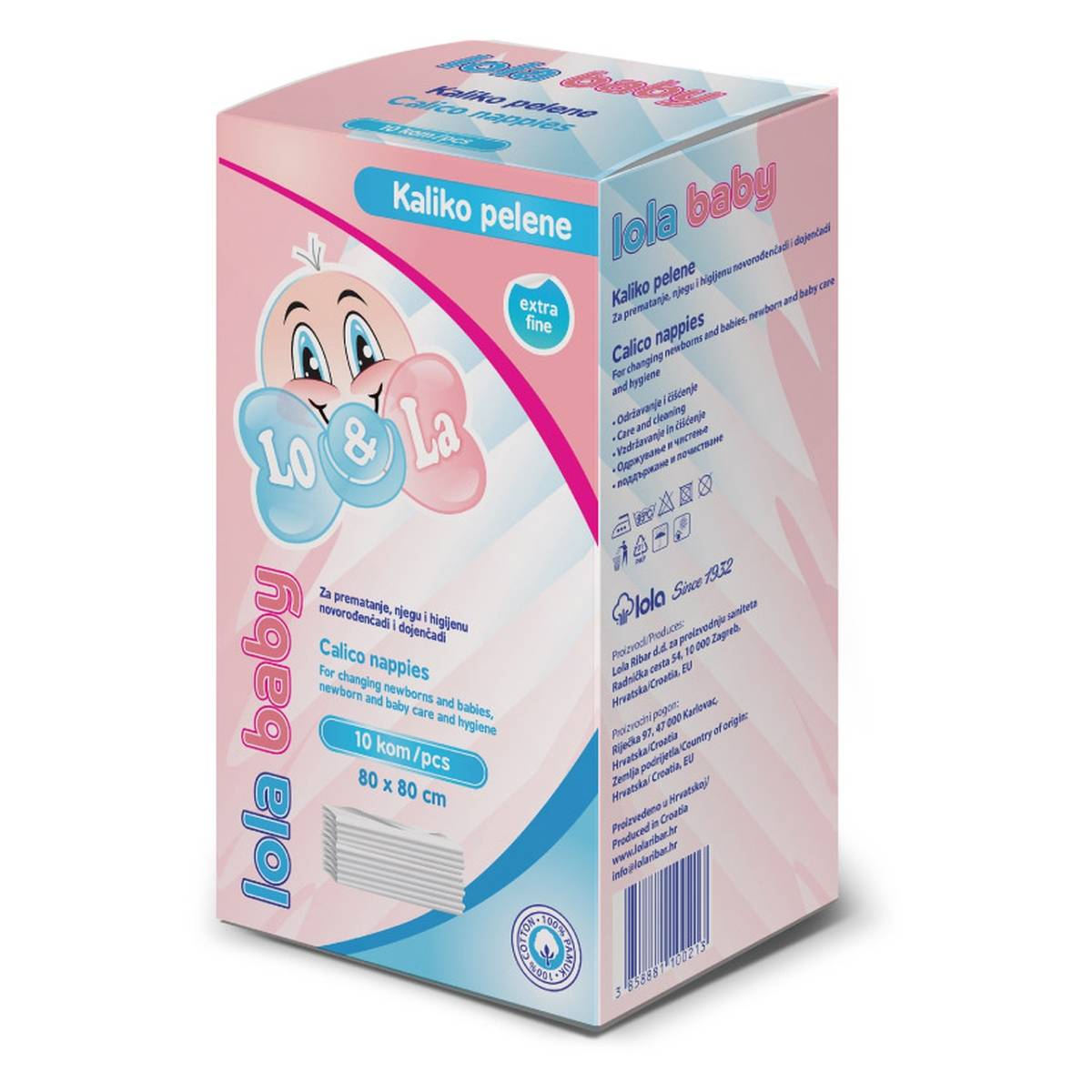 LOLA BABY kaliko pelene 80x80x cm, 10kom 1826