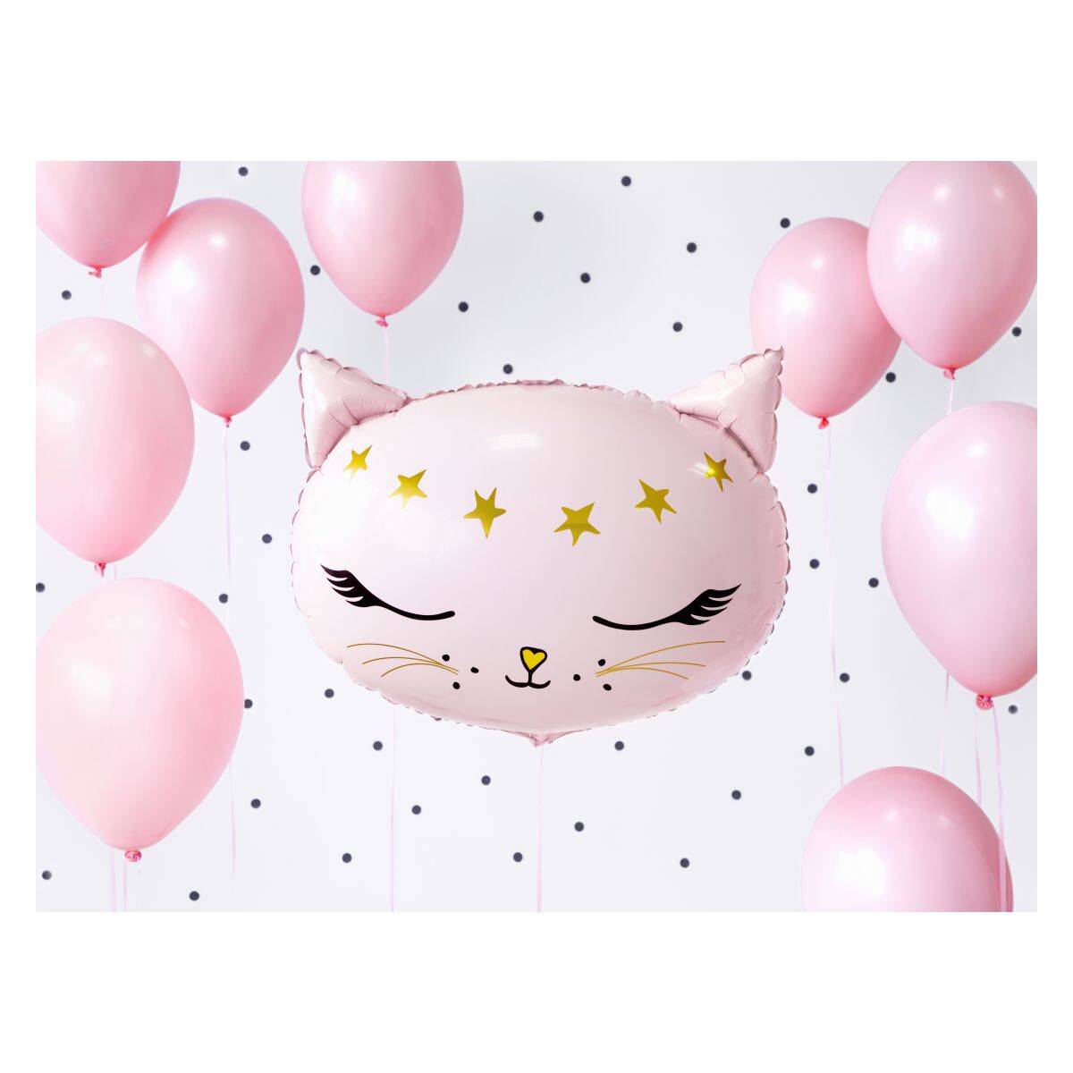 PartyDeco mačka iz balona iz folije, 48x36 cm