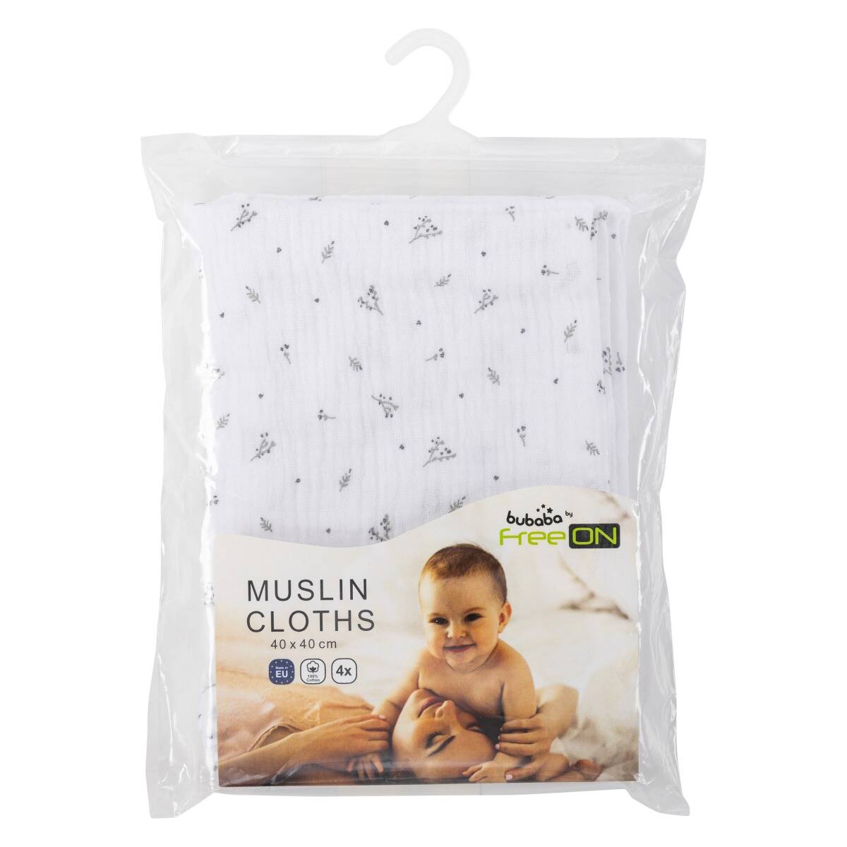 Bubaba by FreeON tetra krpice muslin  4/1, 40 x 40 cm white