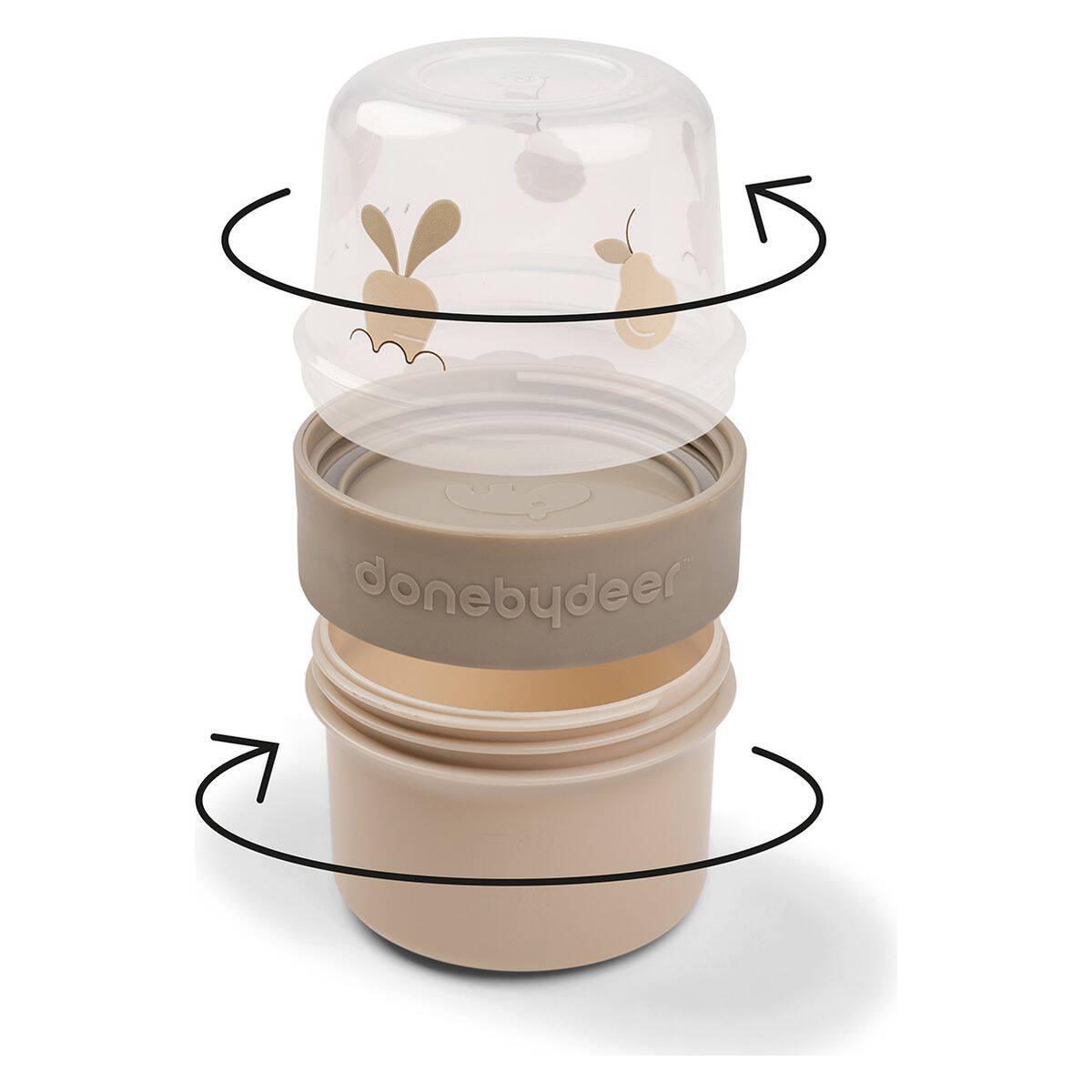 Done by Deer posodica za shranjevanje z dvema predelkoma po 150 ml Birdee sand