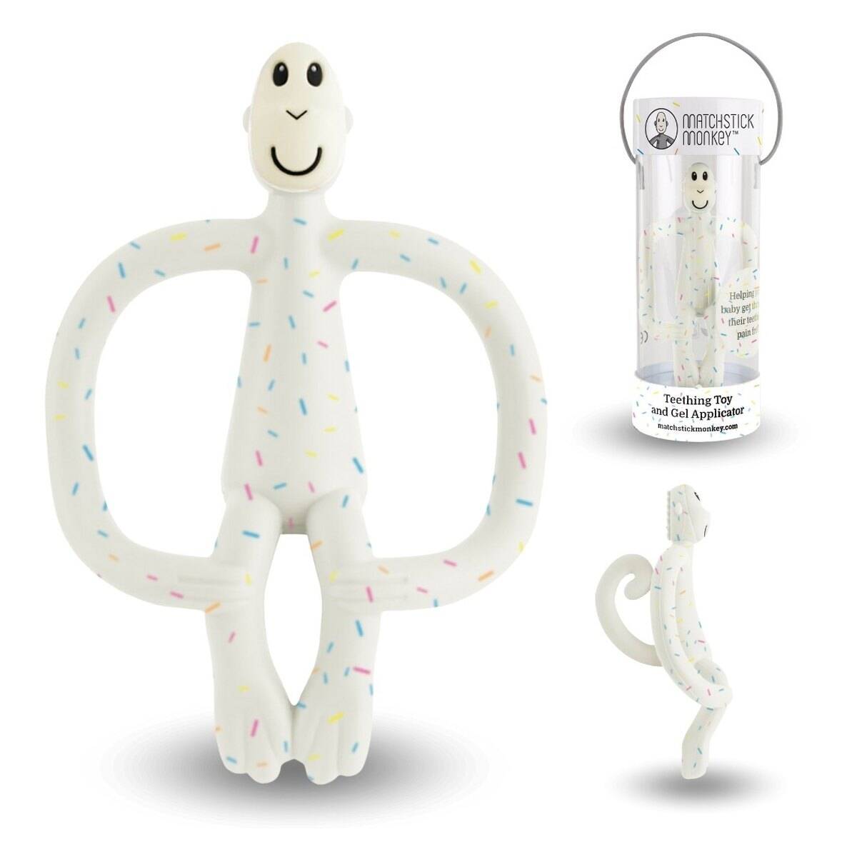 MatchStick Monkey grizalo z masažno zobno ščetko confetti cream