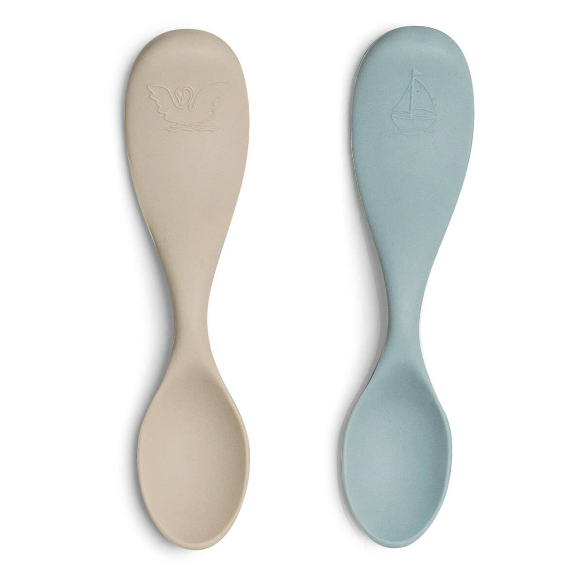 CITRON pribor za jelo male silikonske žlice za djecu, bež i plava Silicone_Feeding_Spoon_Short_Set2