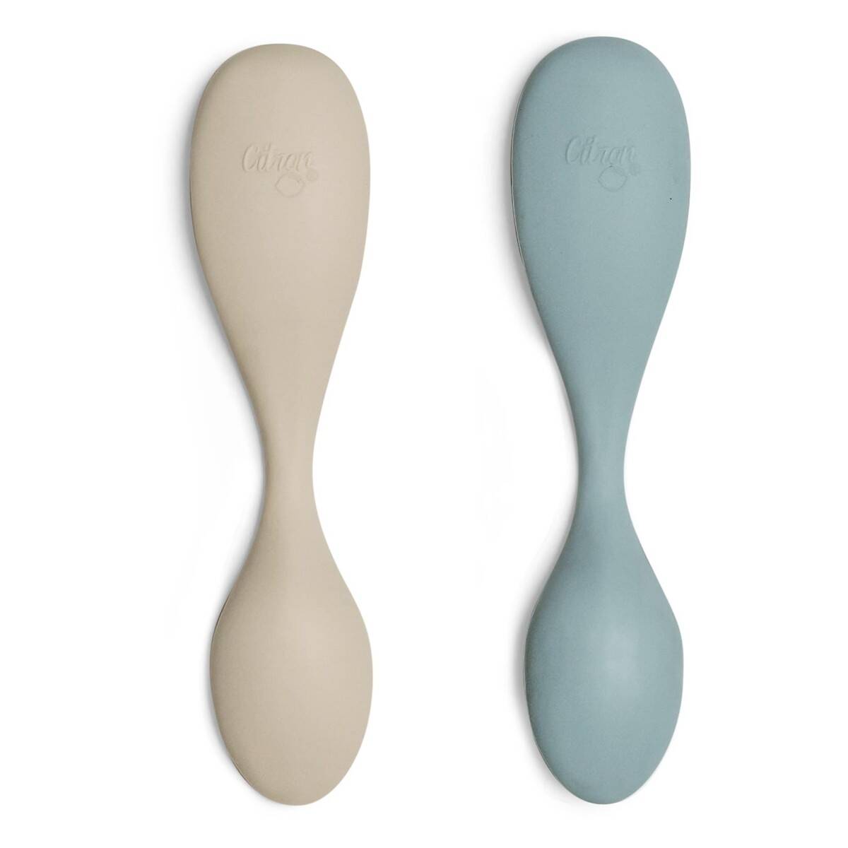 CITRON pribor za jelo male silikonske žlice za djecu, bež i plava Silicone_Feeding_Spoon_Short_Set2
